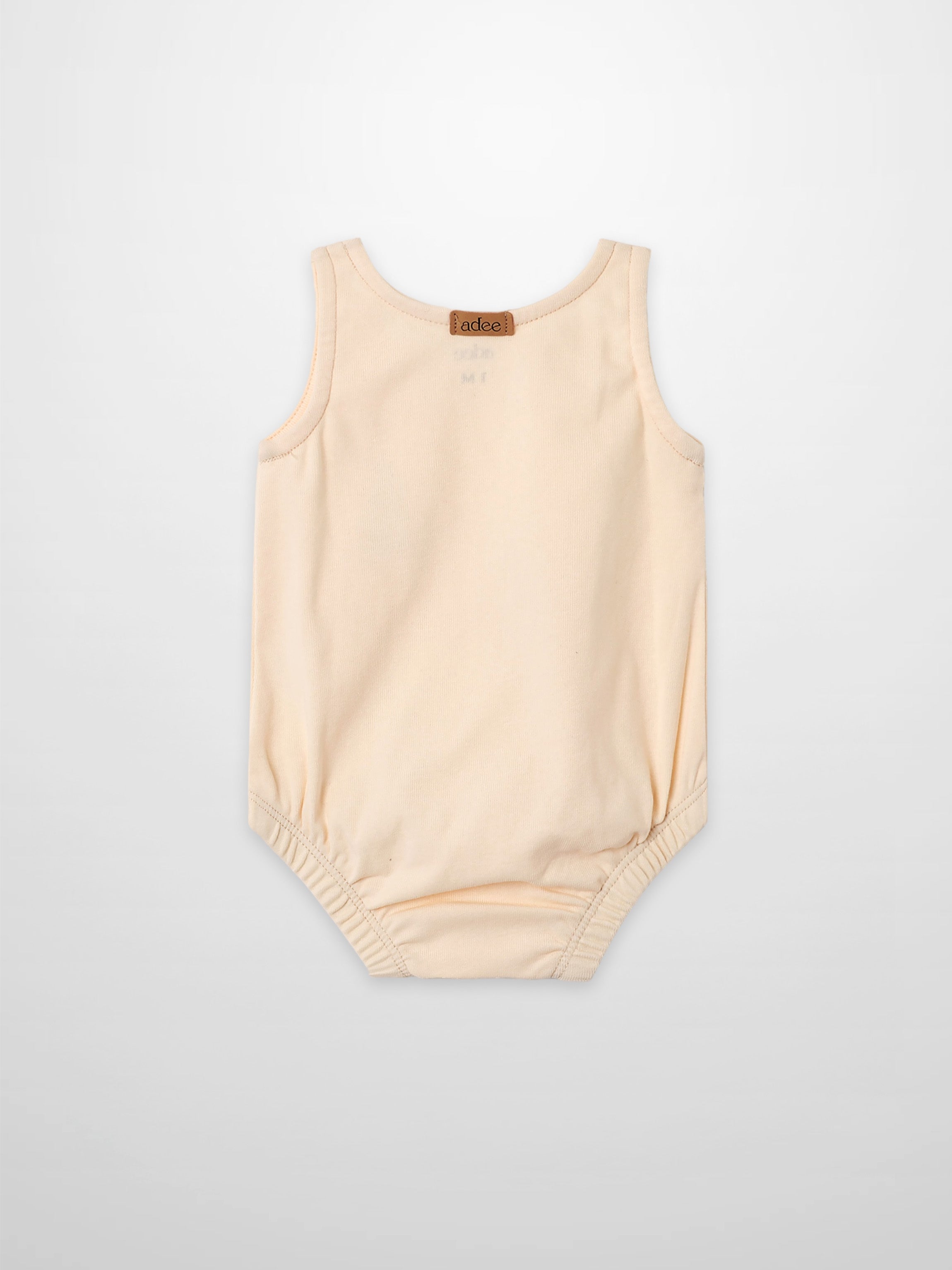 Sail Boat Romper, peach-colored sleeveless boys romper by Adee