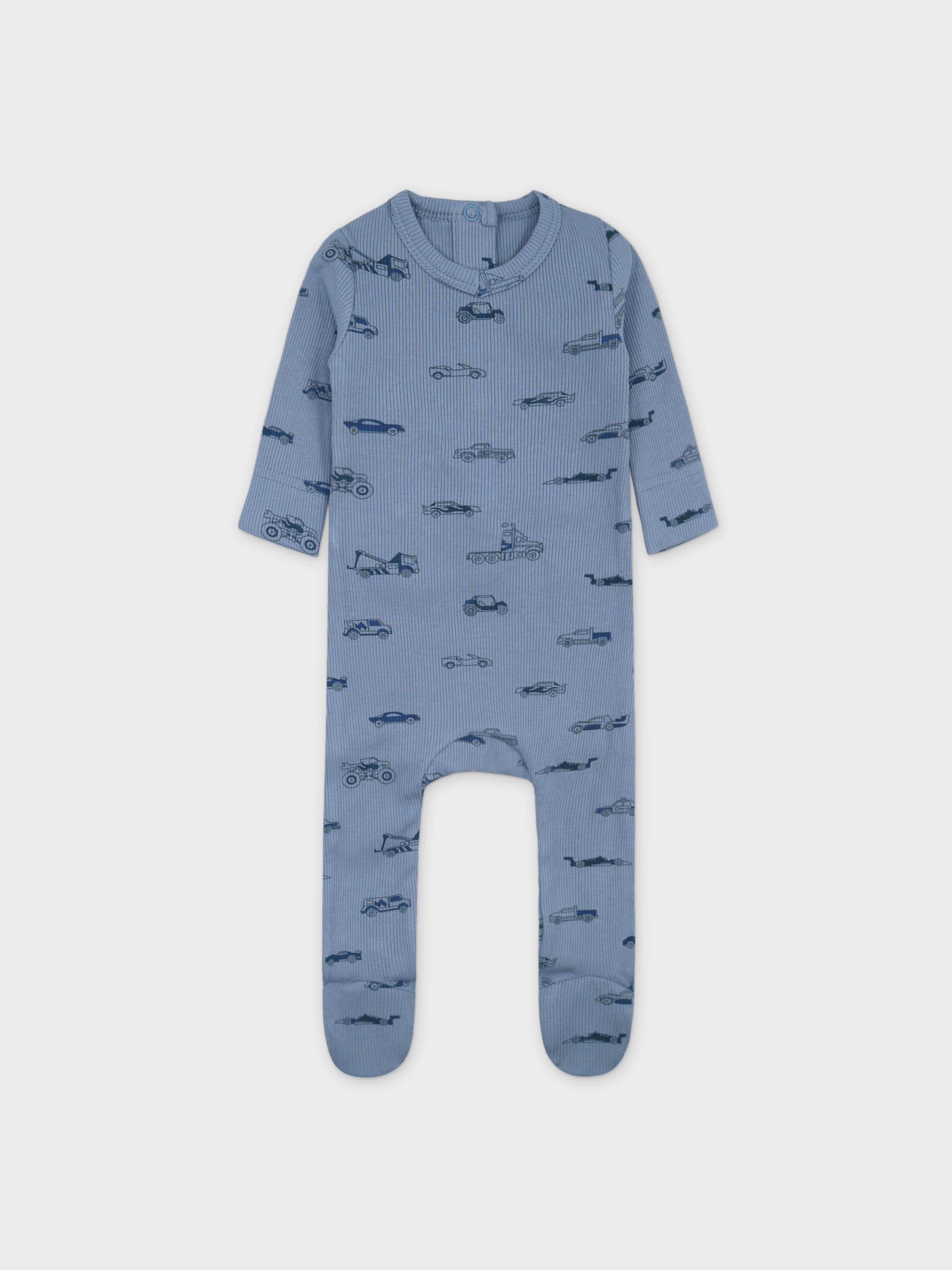 Baby jumpsuit with truck print