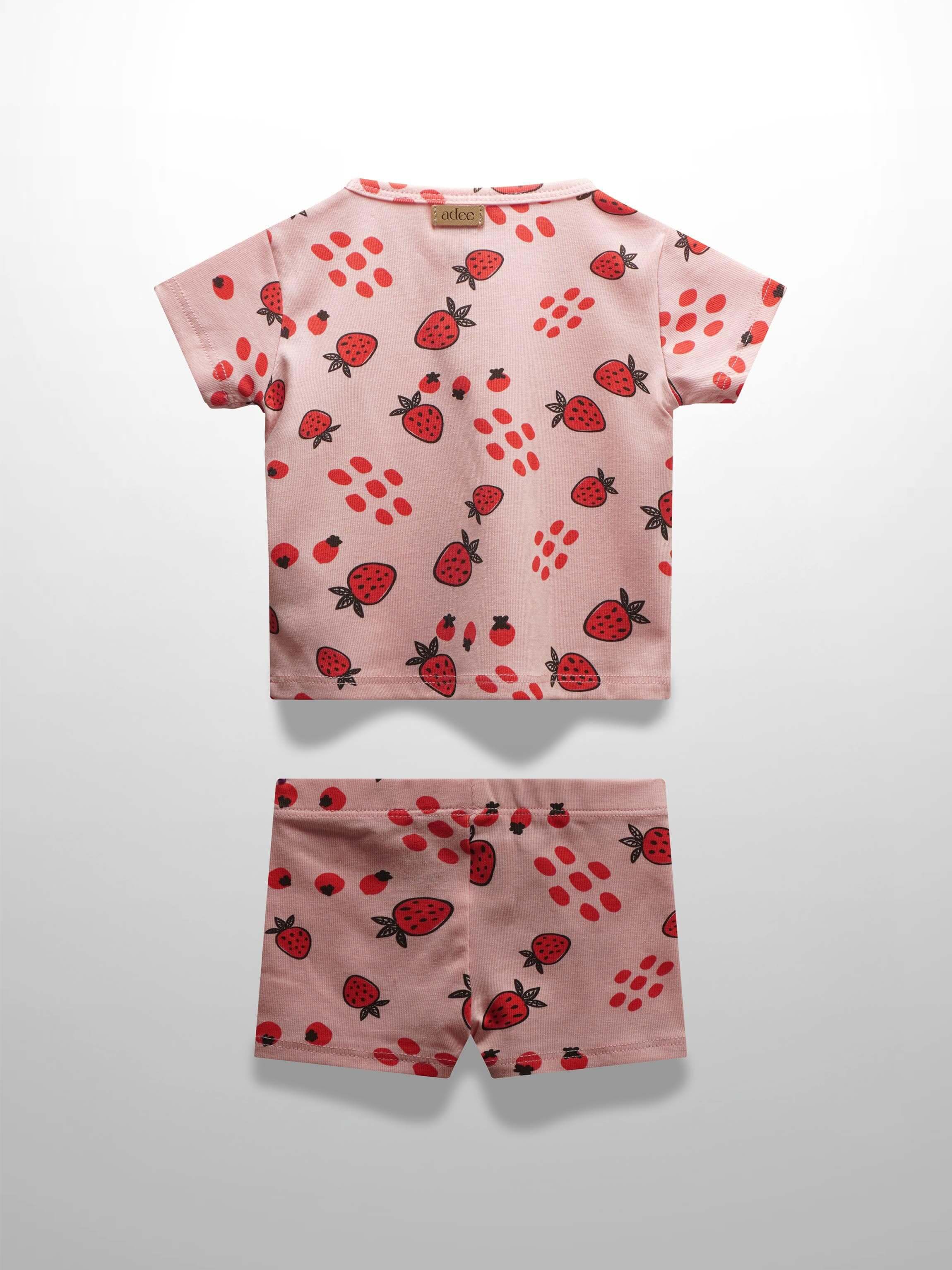 Strawberry print outfit for girls