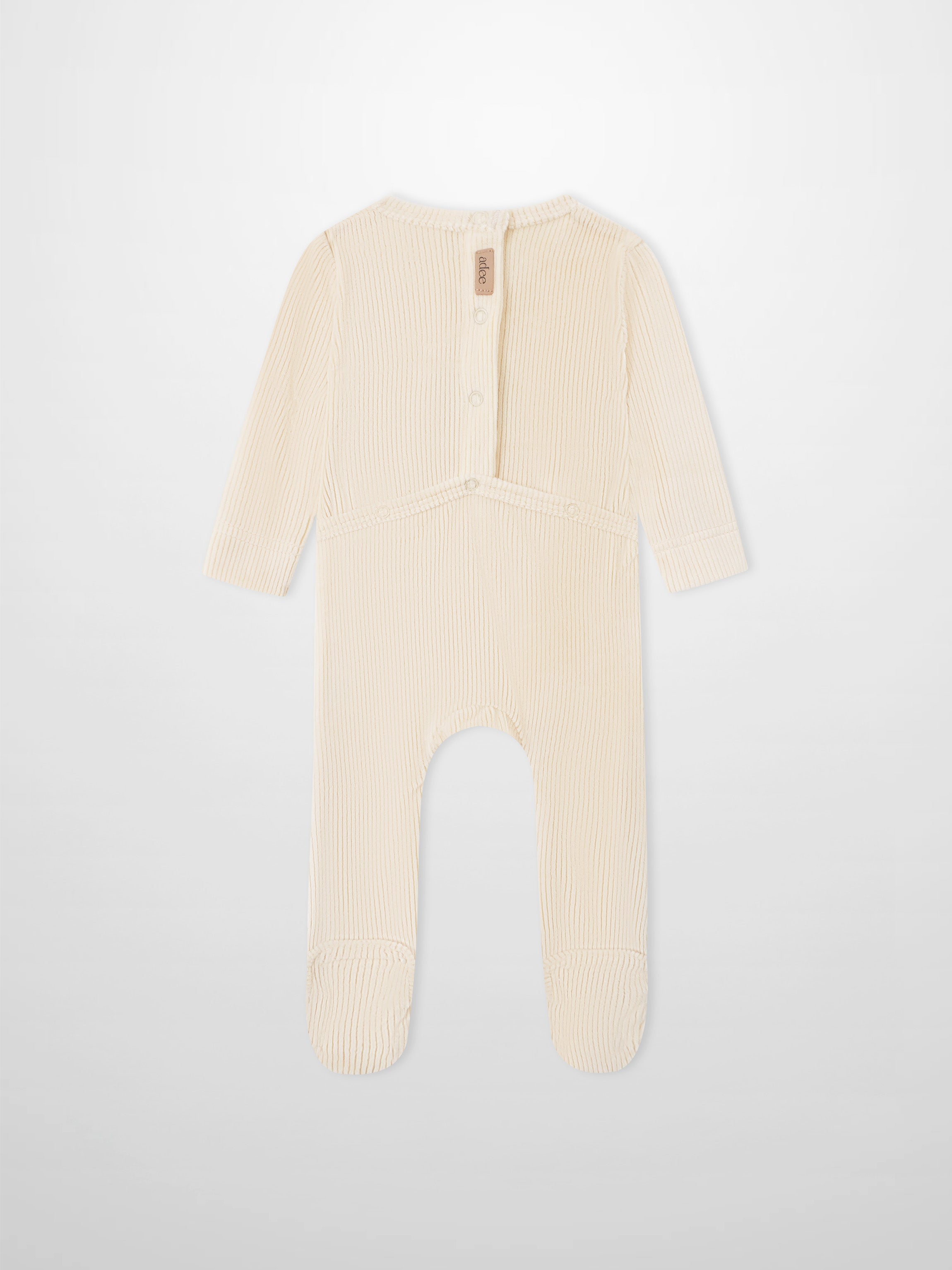 Embroidered Anchor Stretchy boys romper in cream ribbed knit with Adee brand tag