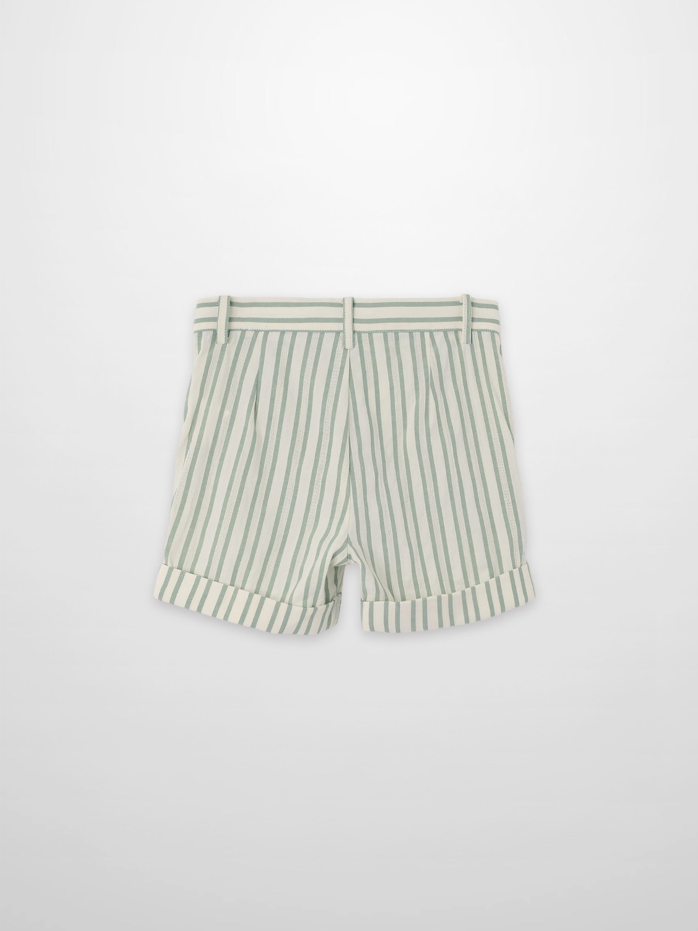 Green striped dressy denim shorts for boys by Adee