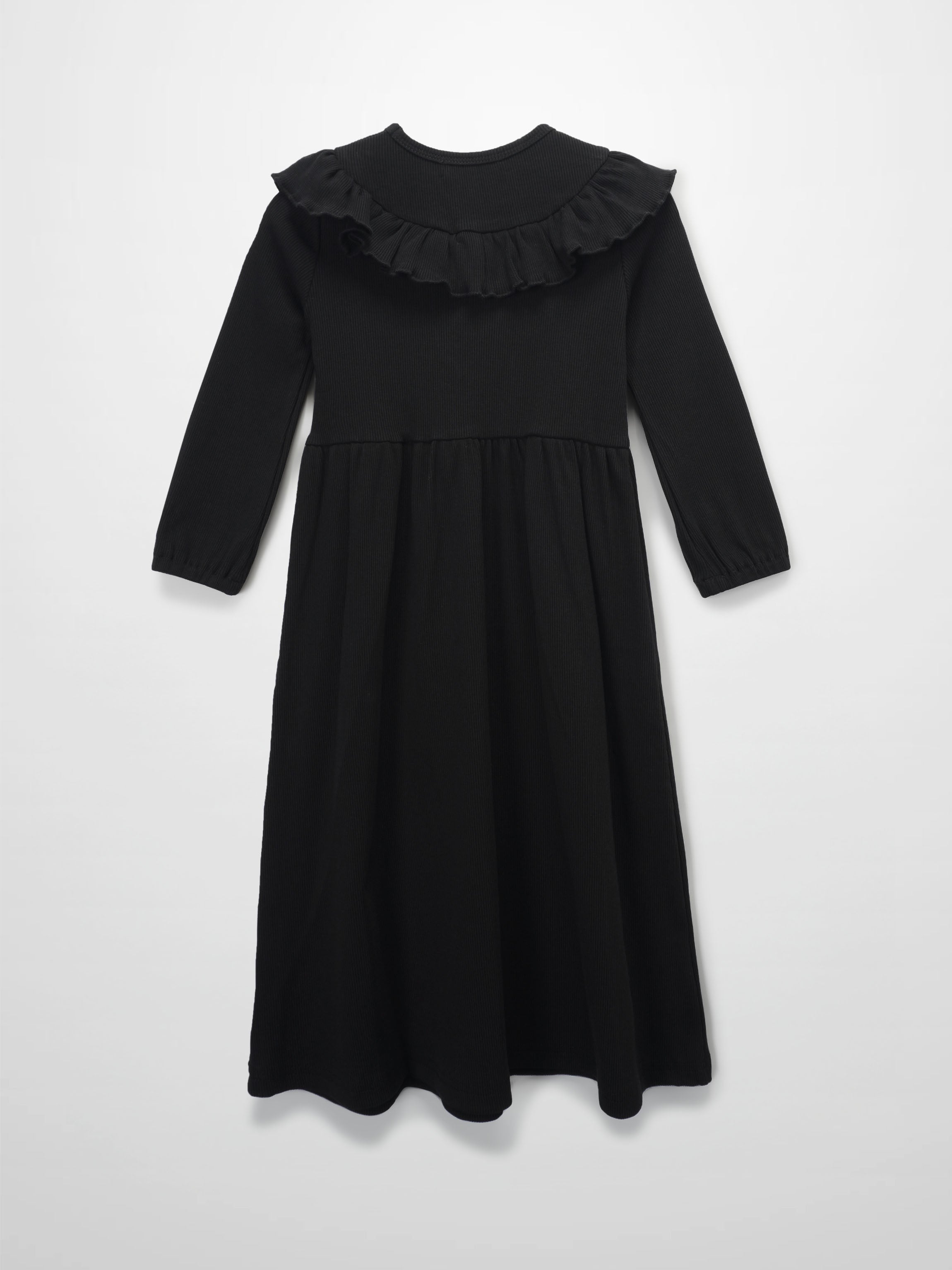 Ruffle V Robe - Black
