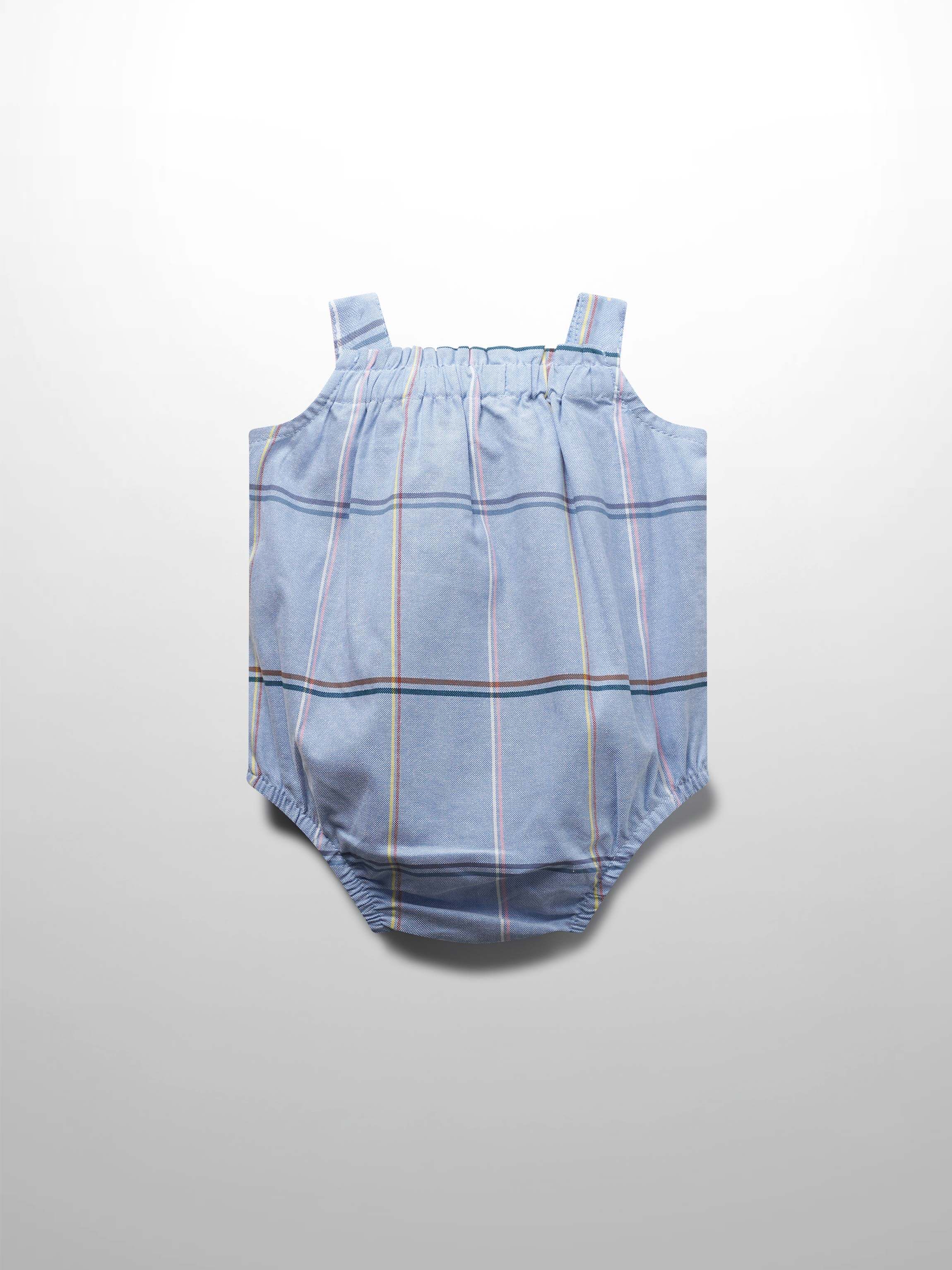 Baby romper light blue plaid