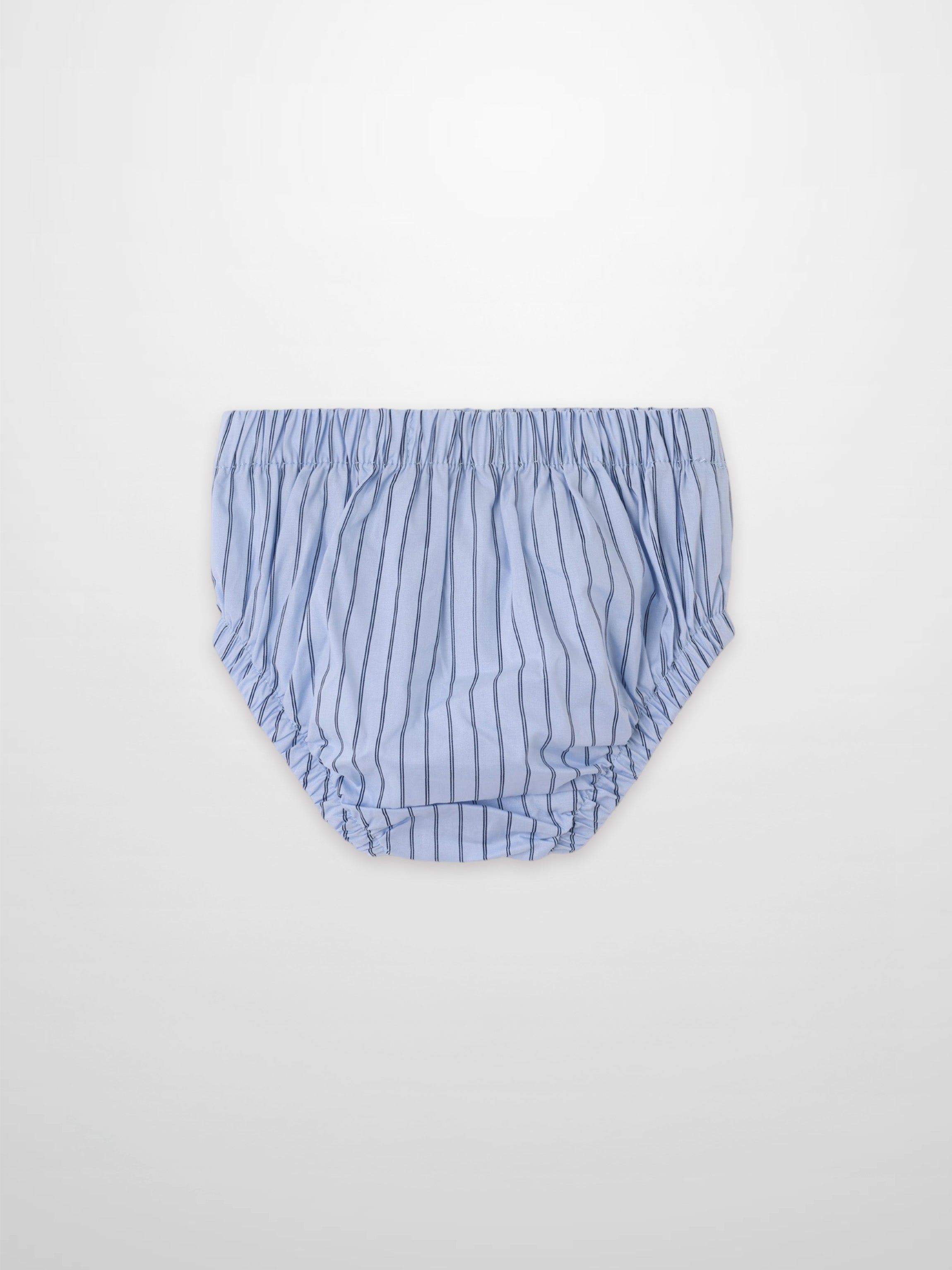 Striped blue cotton bloomers for boys by Adee with elastic waistband
