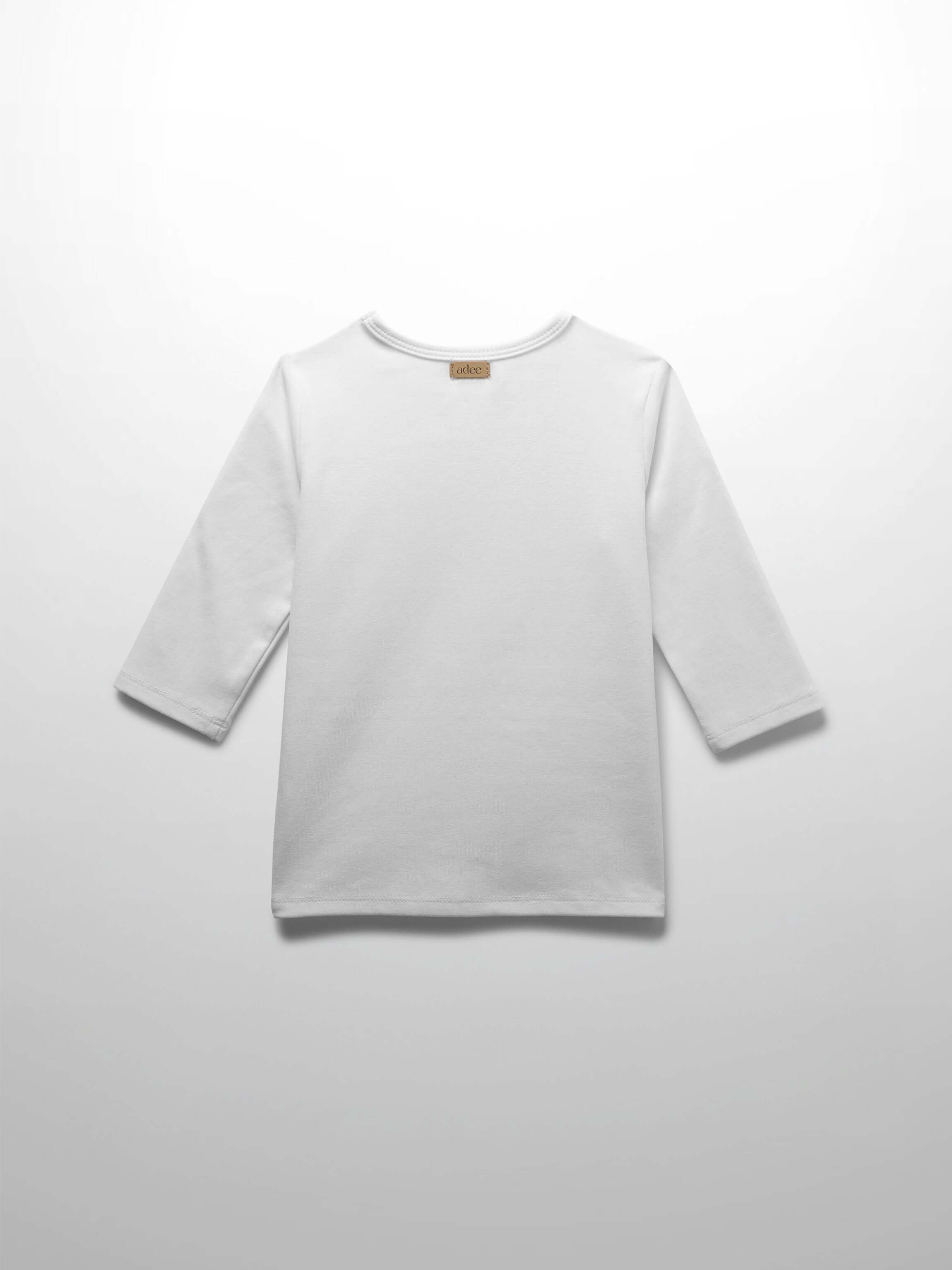 White fitted 3/4 sleeve girls shirts