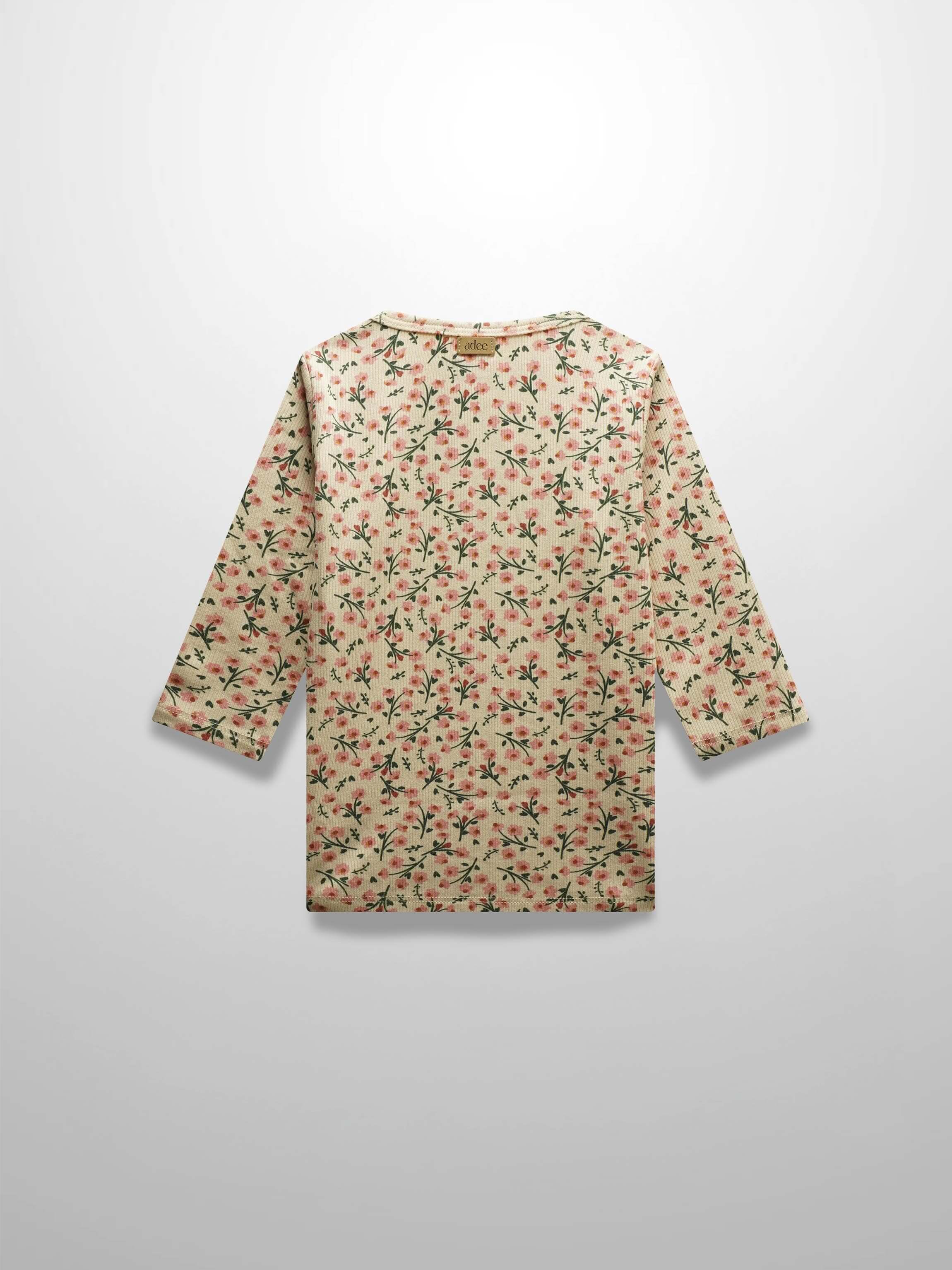 Floral 3/4 sleeve T-shirt back