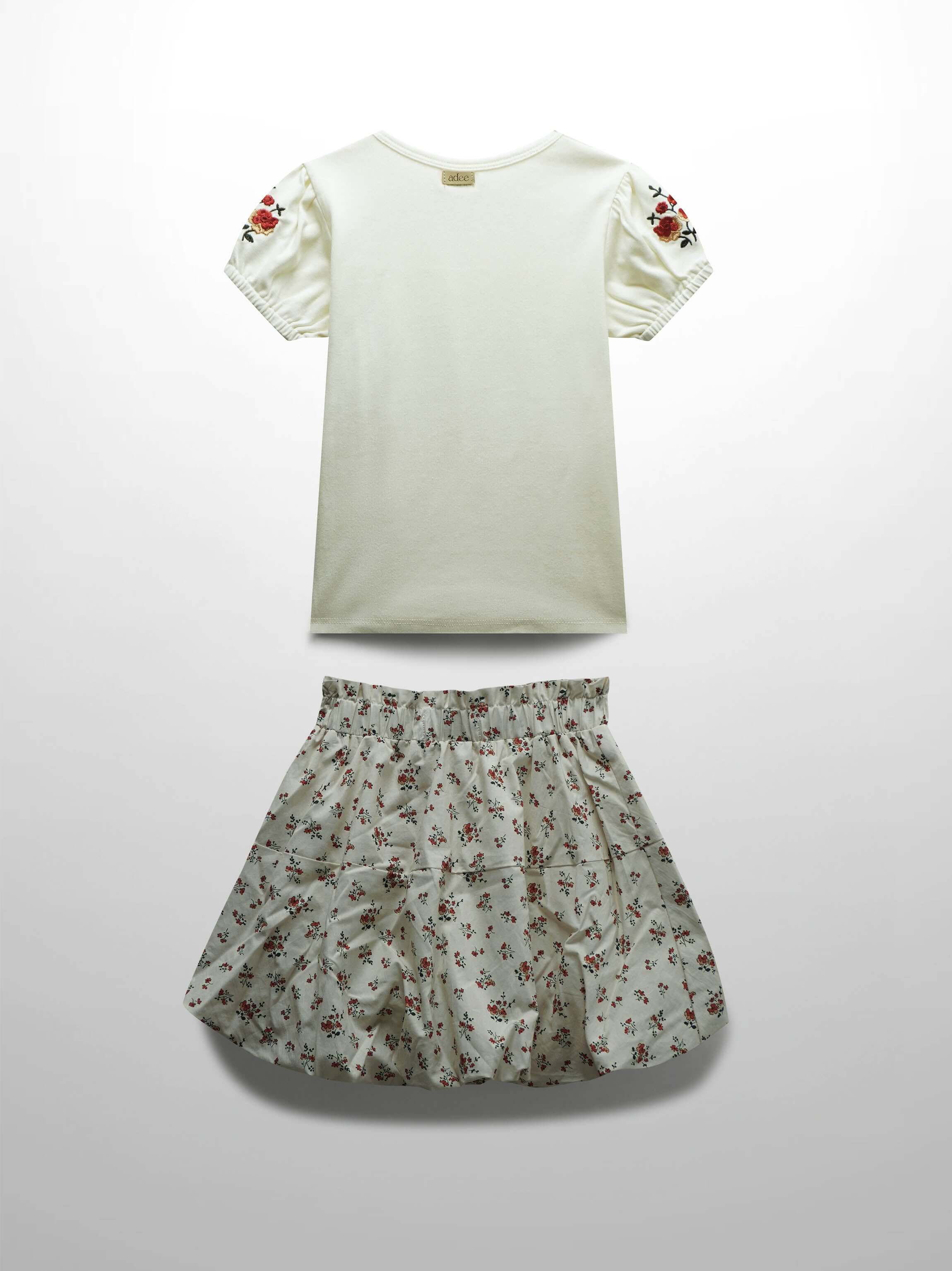 Floral bubble skirt and tee