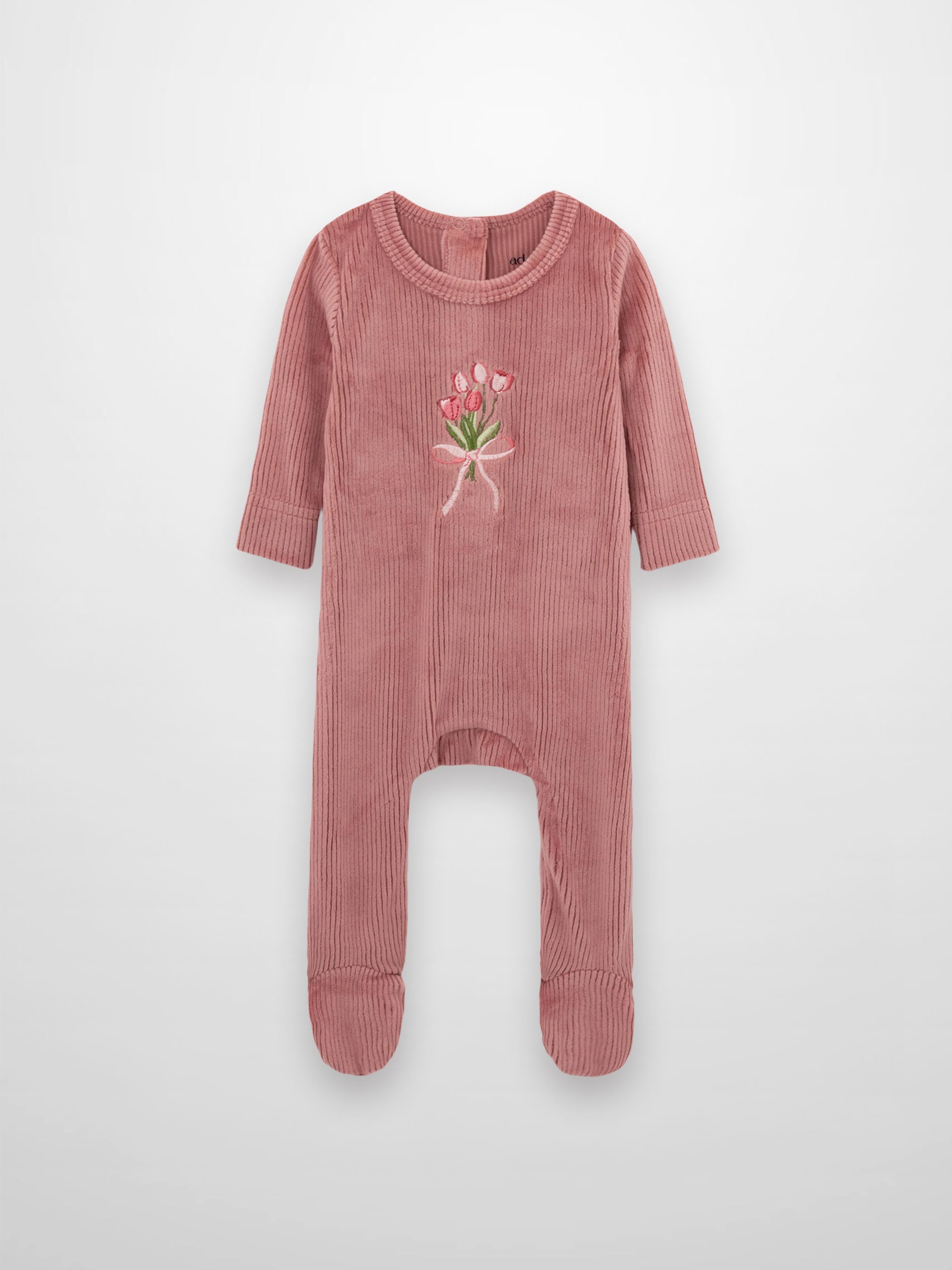 ribbed velour girls baby jumpsuit in pink