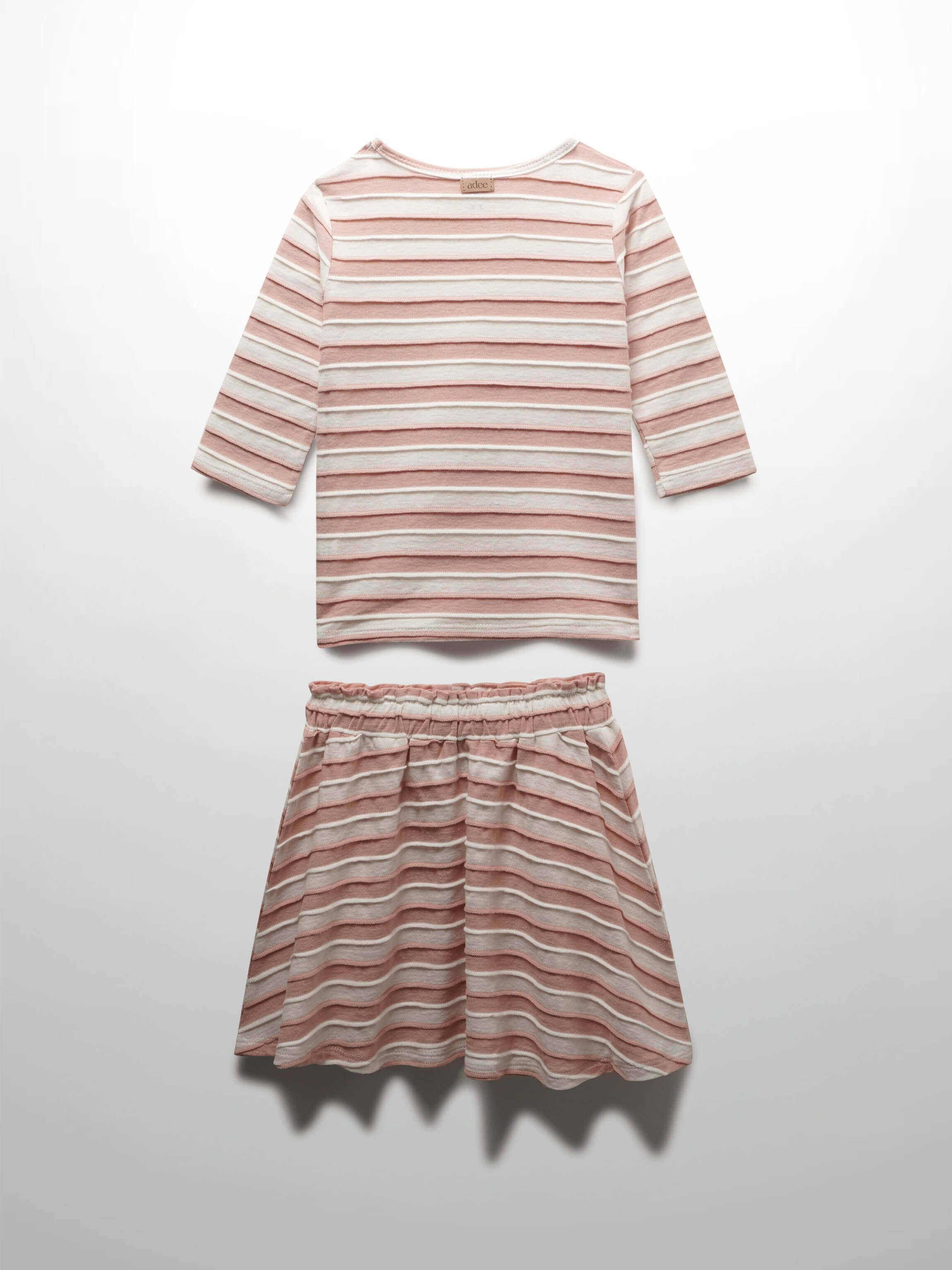 Striped textured skirt set for girls