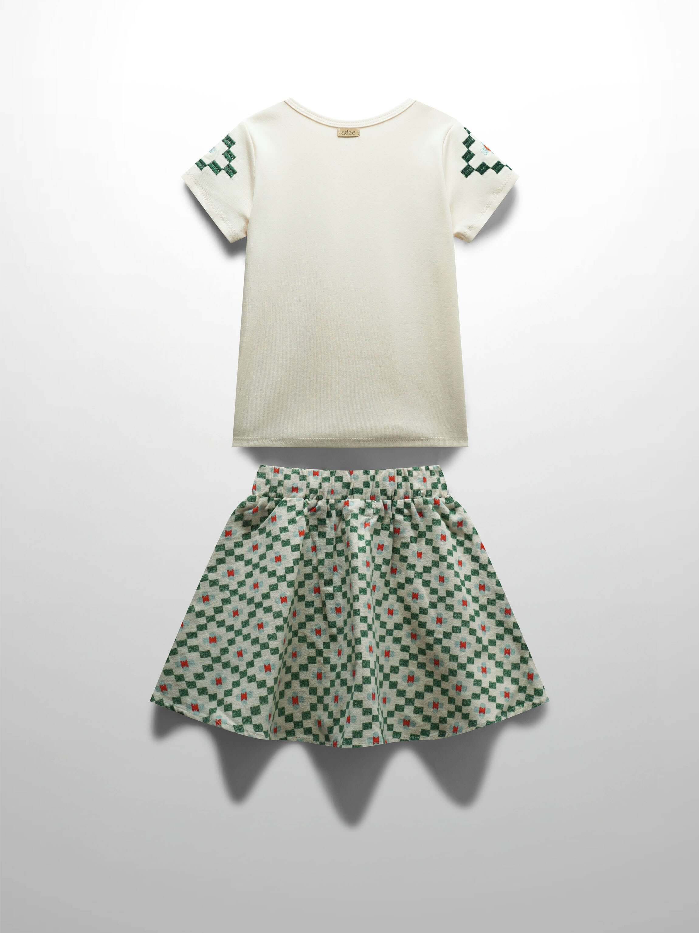 Girls green diamond skirt set