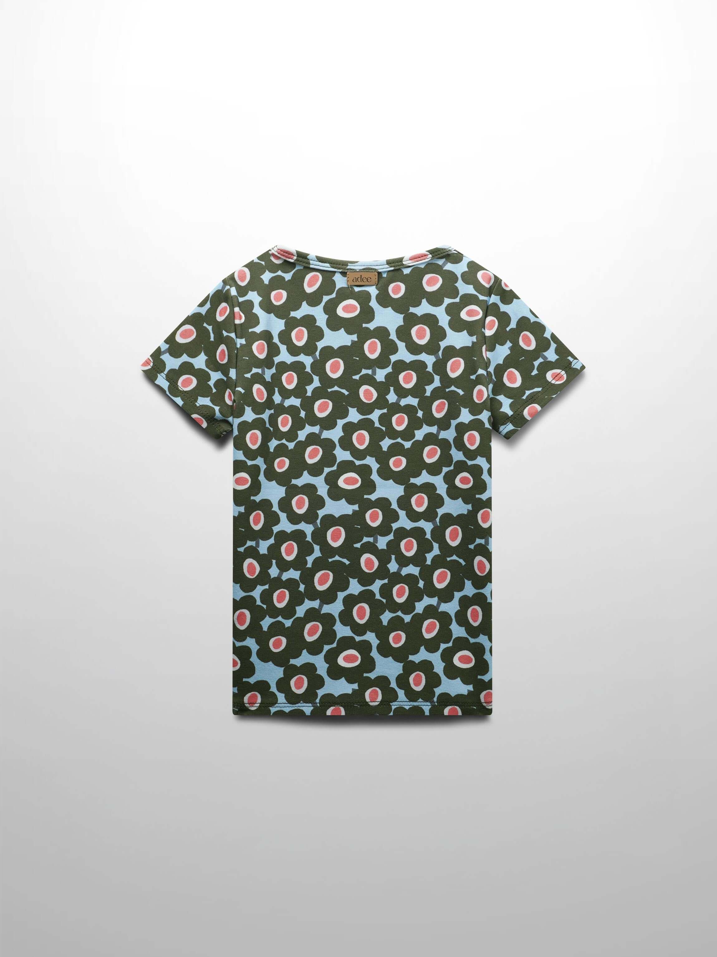 Green flower print girls shirt