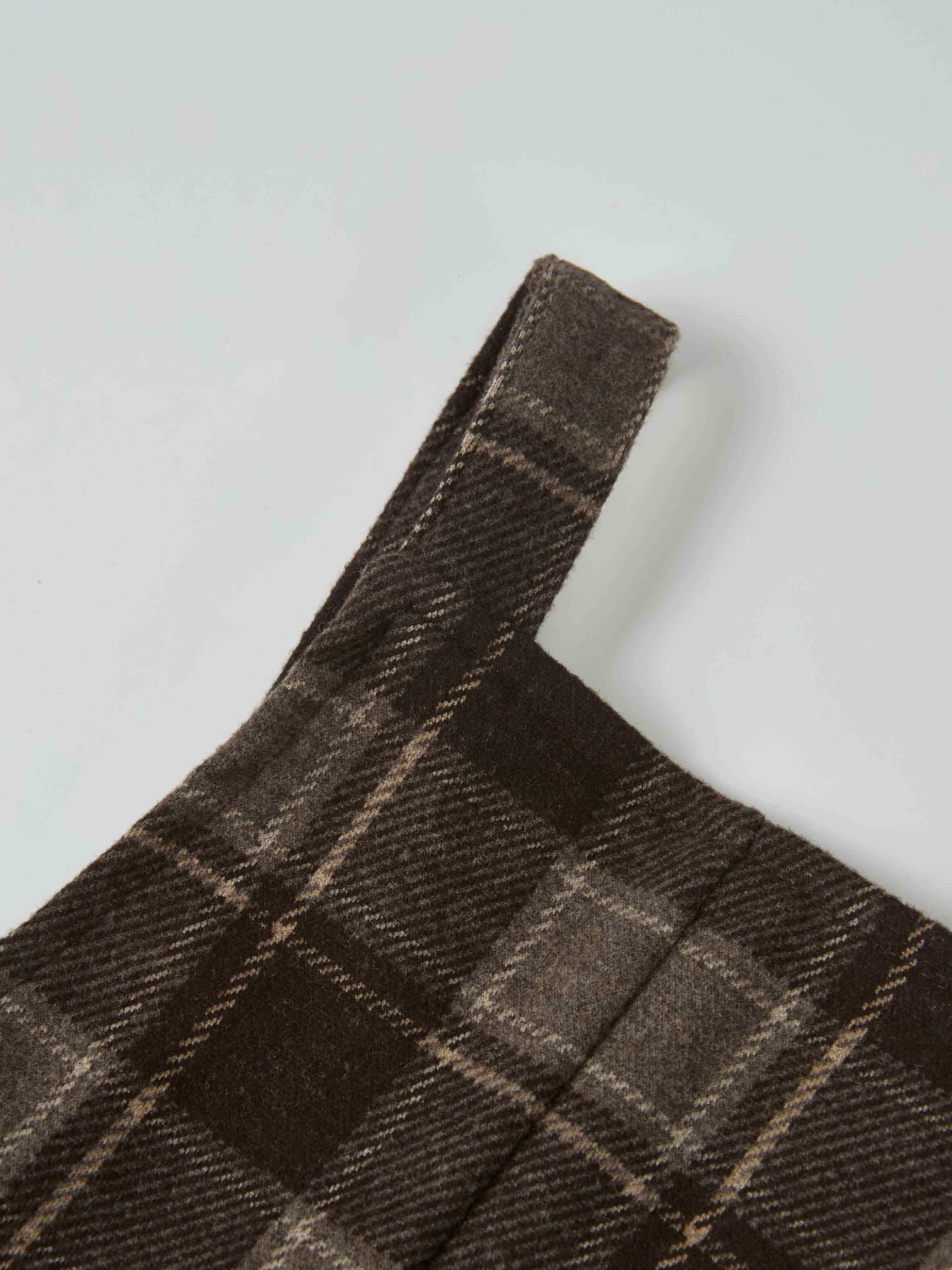Adee Plaid Overalls - Brown, boys dressy fabric close-up