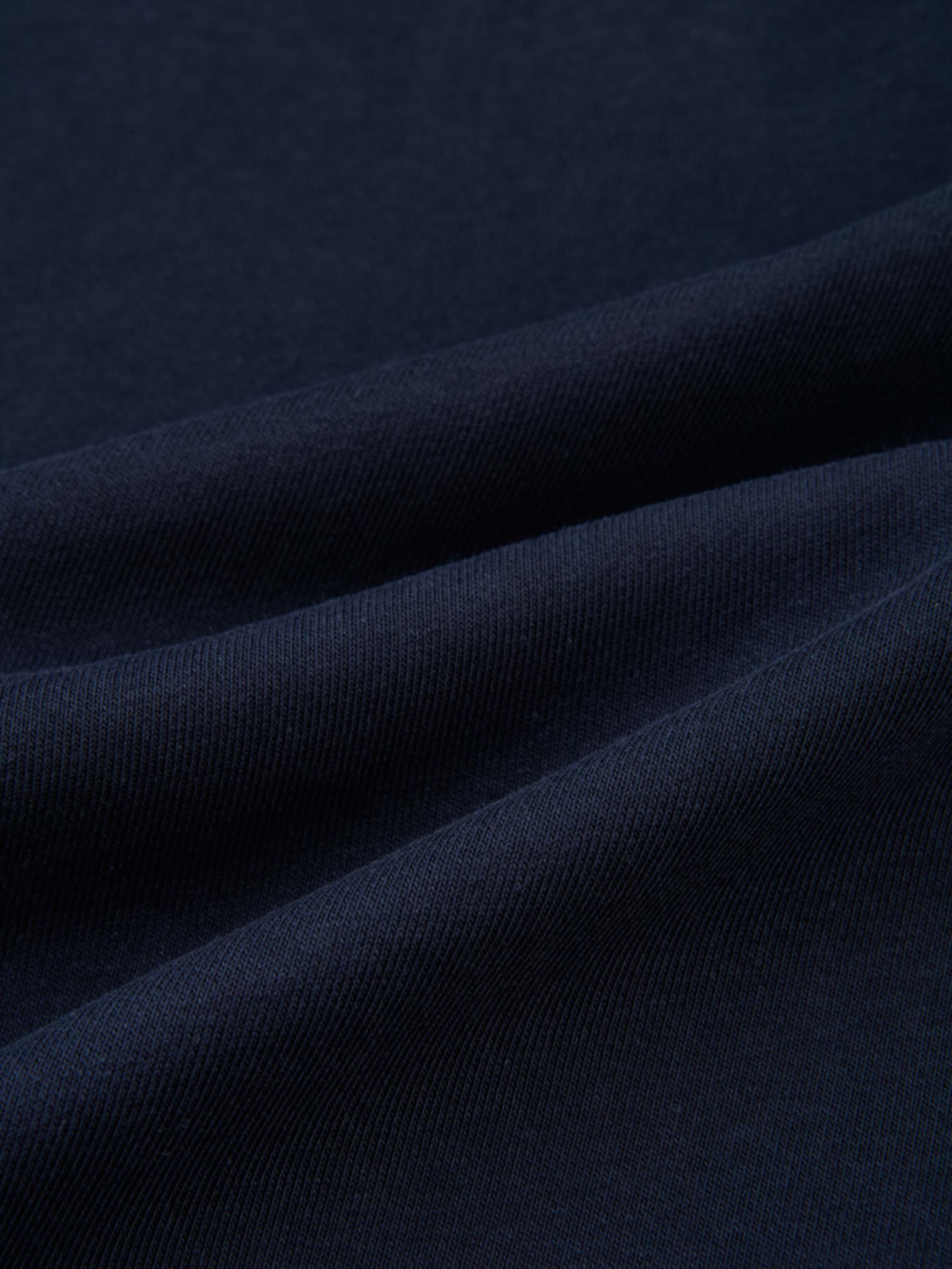 Denim Cherry Collar Dress fabric swatch in dark blue denim