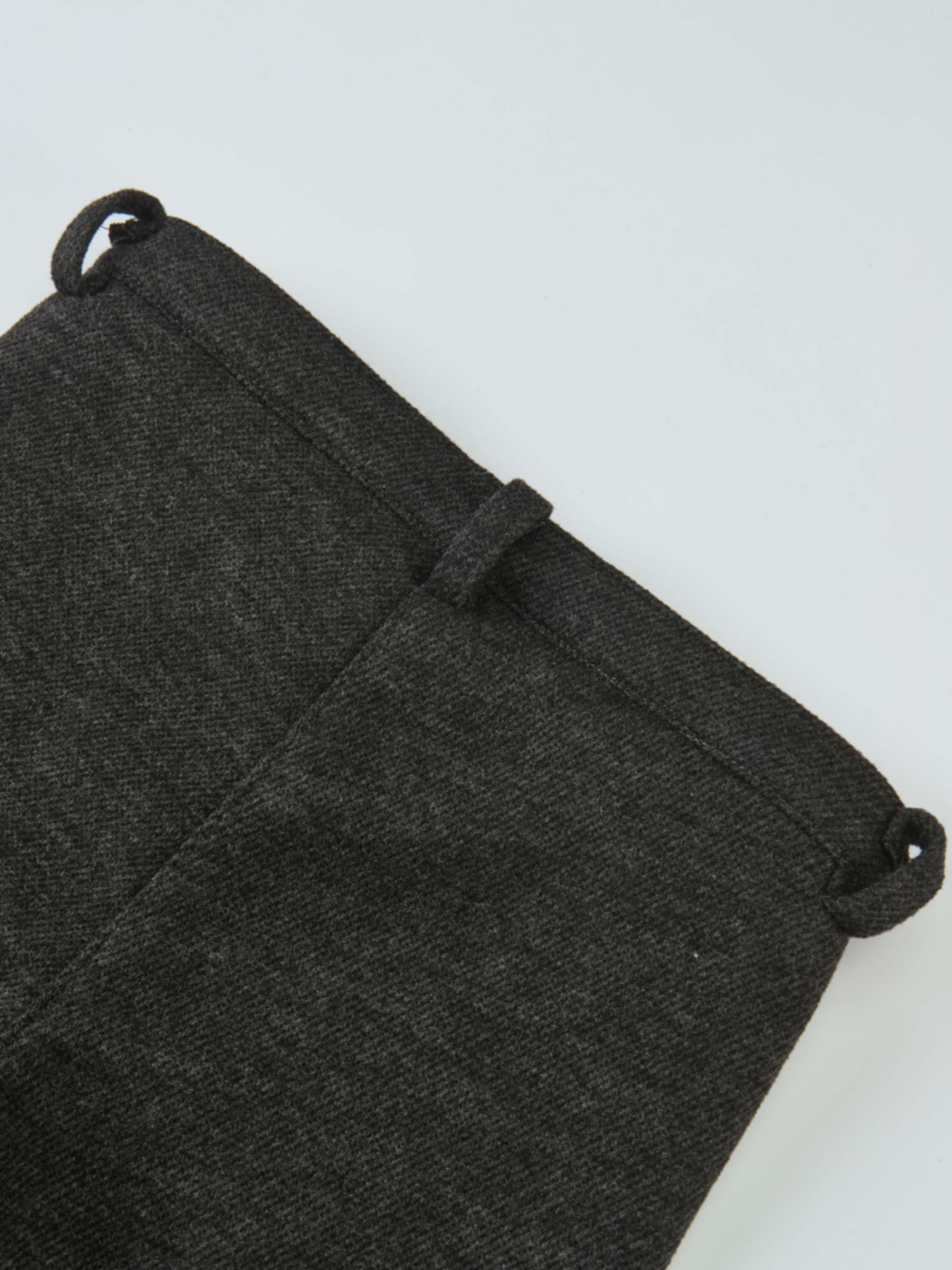 Dress pants for boys in heather grey fabric with belt loops.