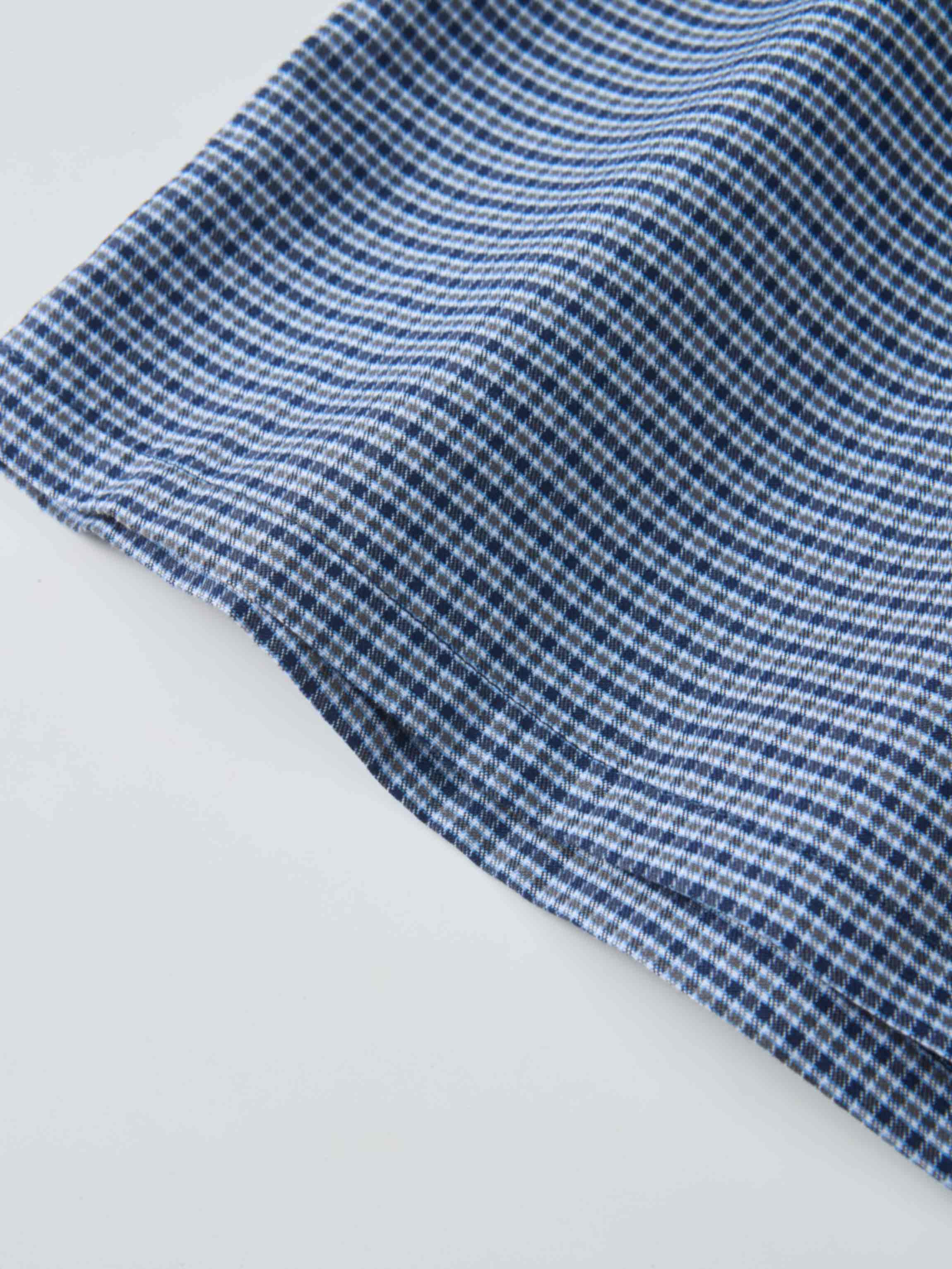 Adee plaid shirt for boys, dressy top in navy and white checked fabric.