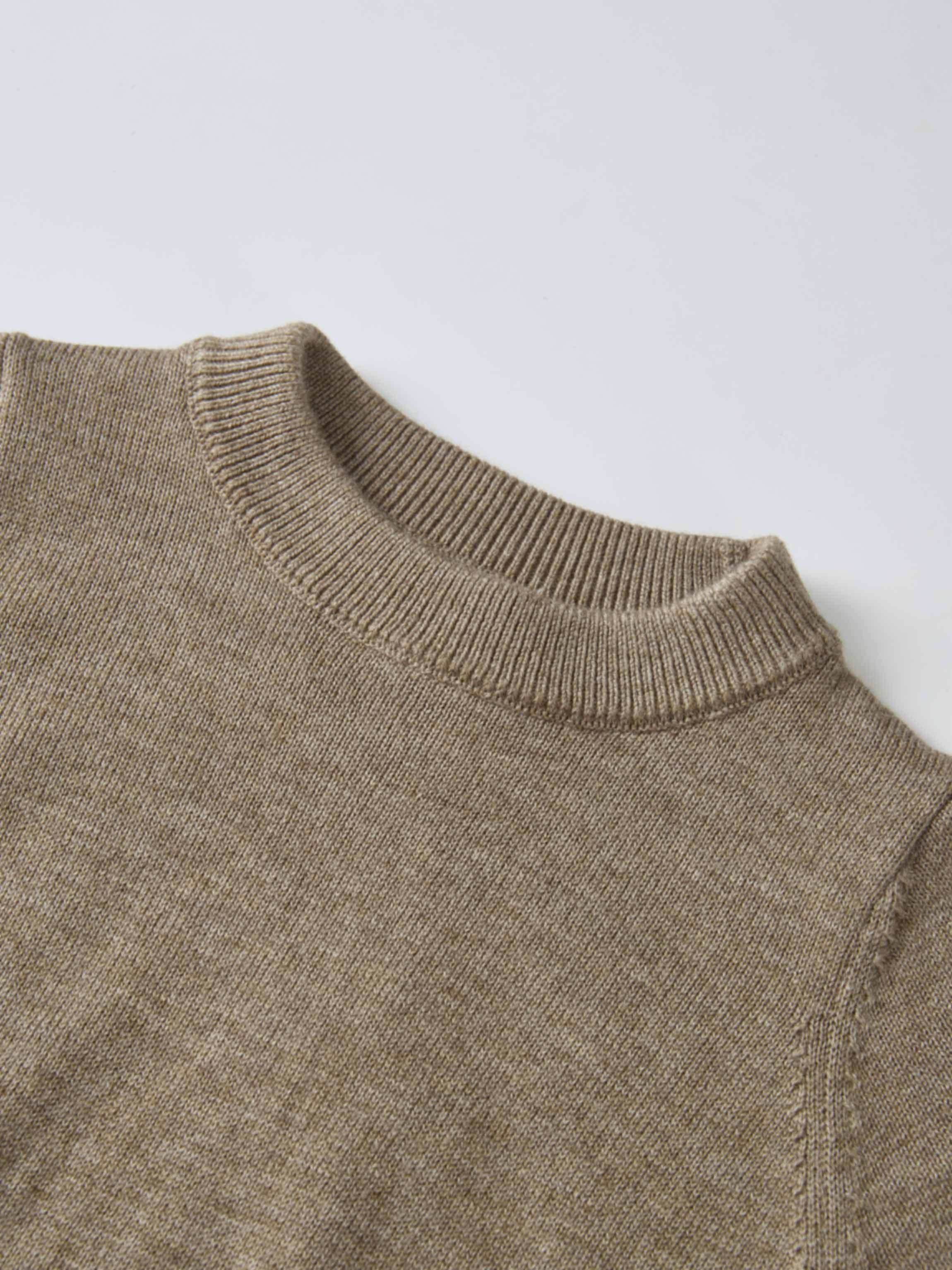Knit sweater for boys in taupe with ribbed crew neck dressy top