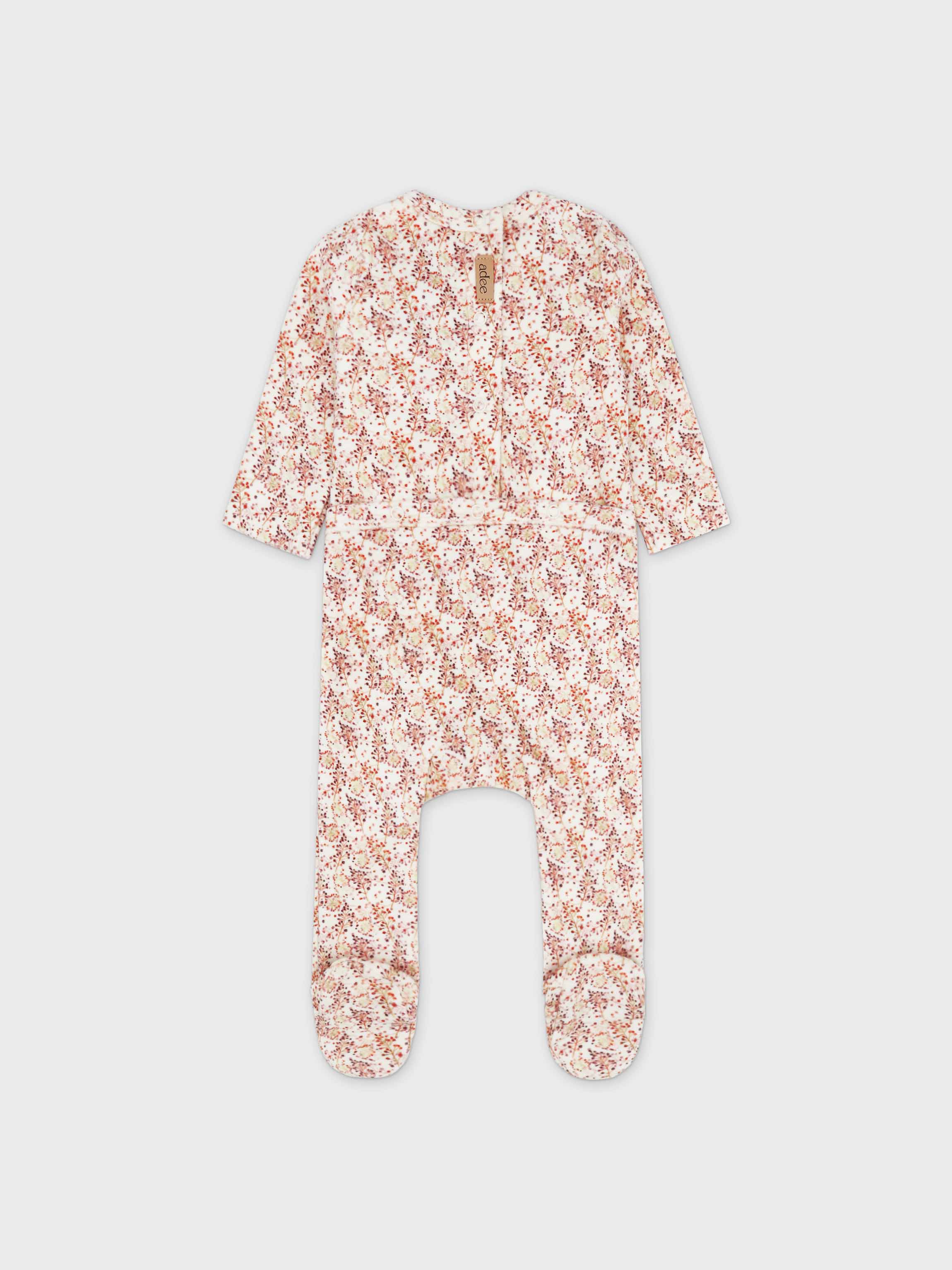 Baby jumpsuit with matching bonnet