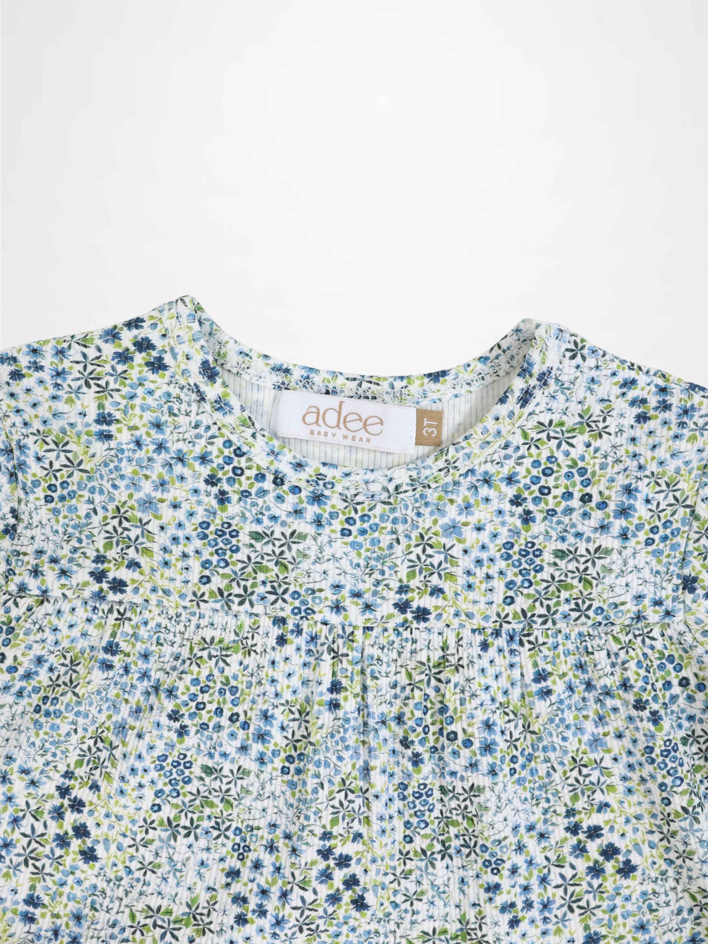 Blue Floral Robe - 3/4 Sleeves