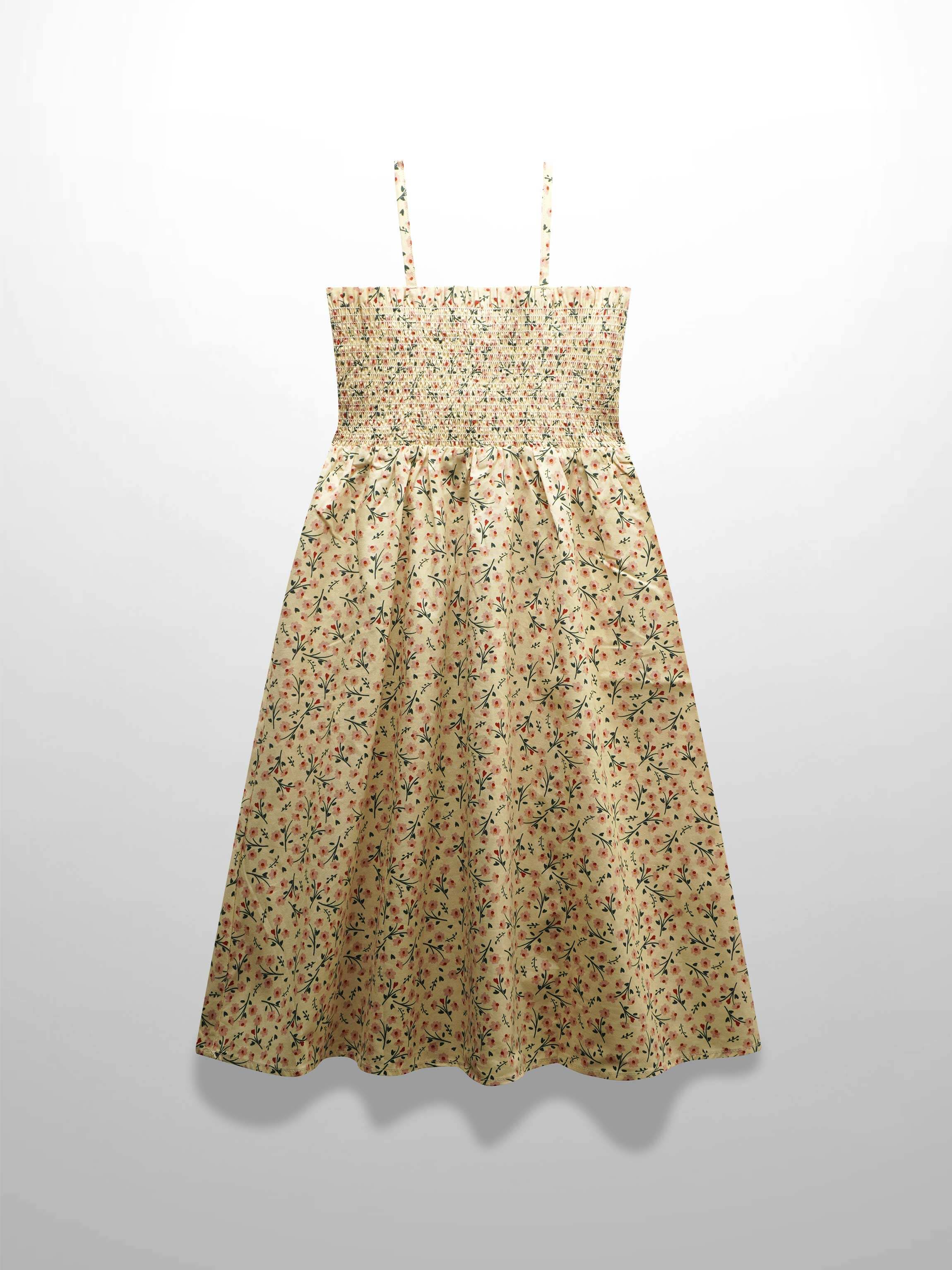 Floral dress with smocked bodice