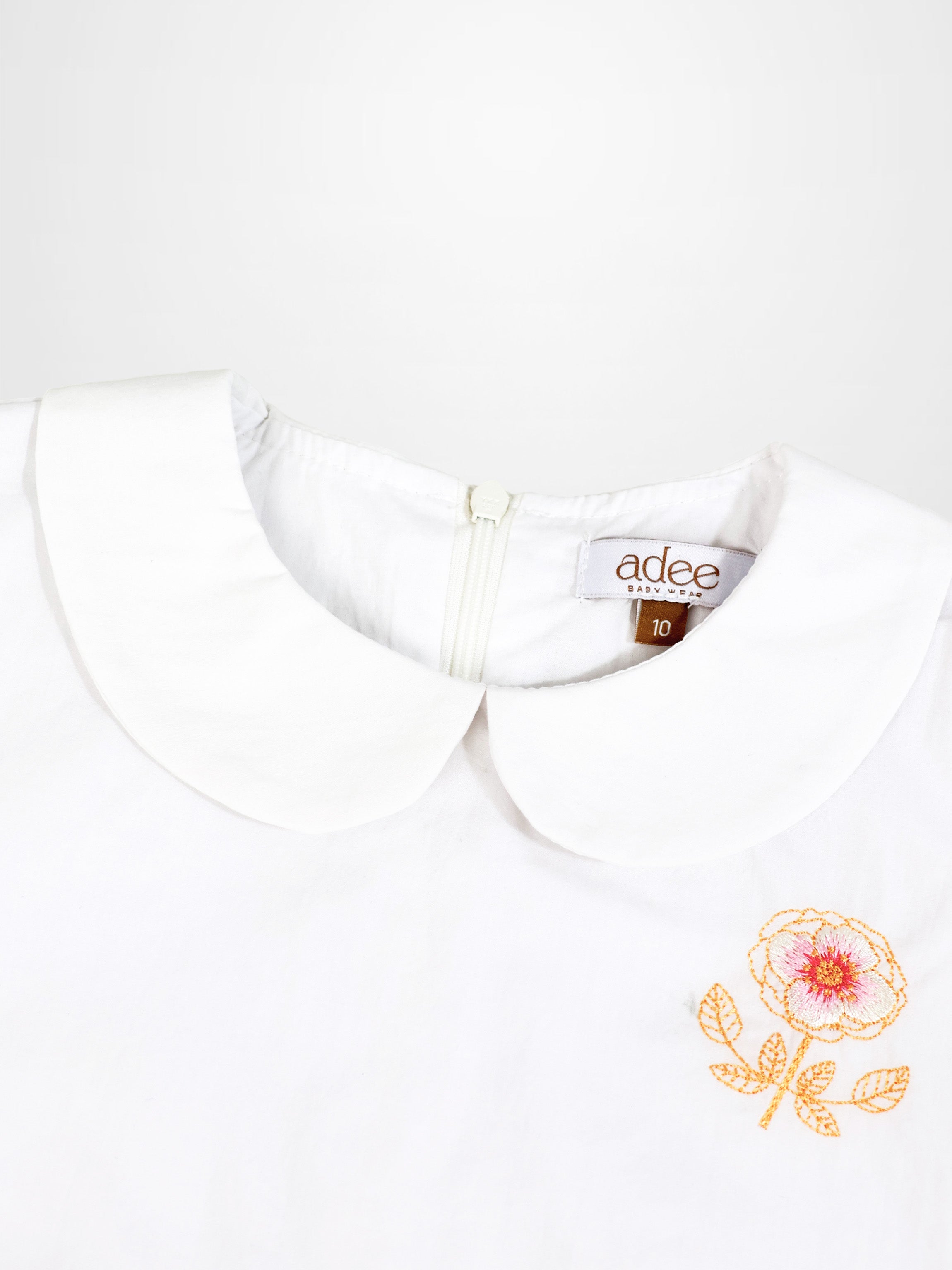 Embroidered Flower Shirt by Adee, white dressy girls&