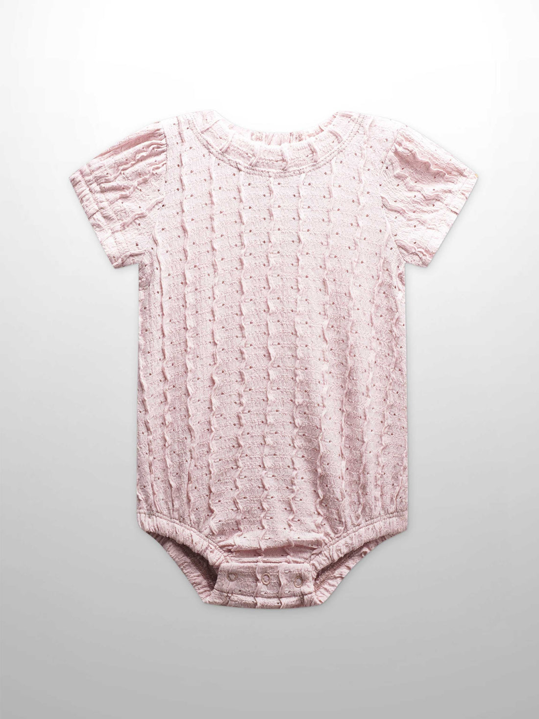 Light pink ruffled pointelle romper