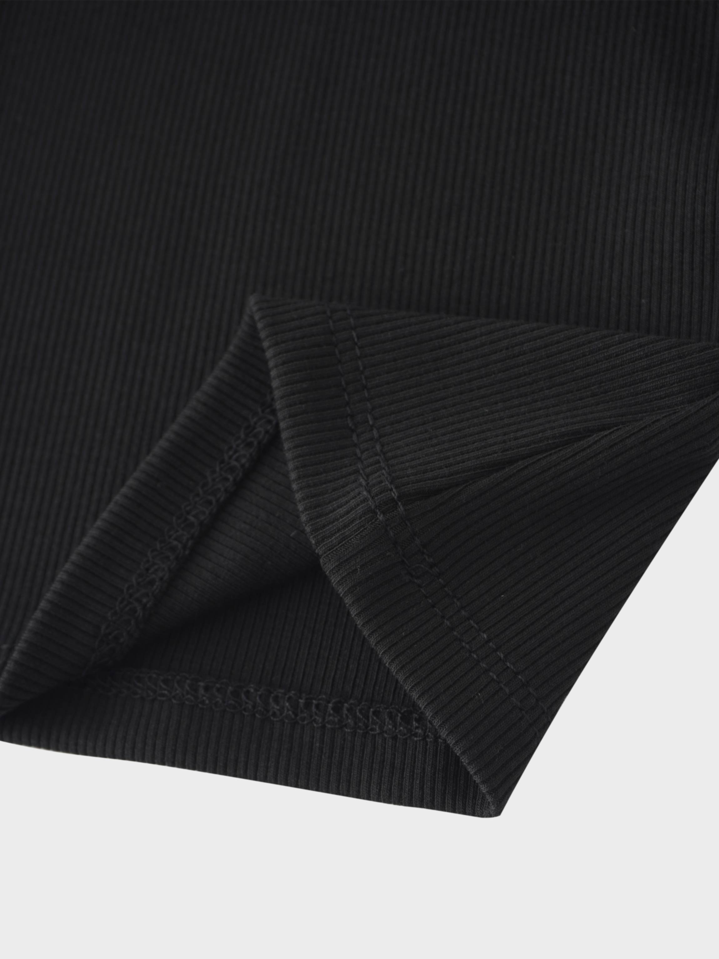 Crossover Thin Ribbed Pajama - Black