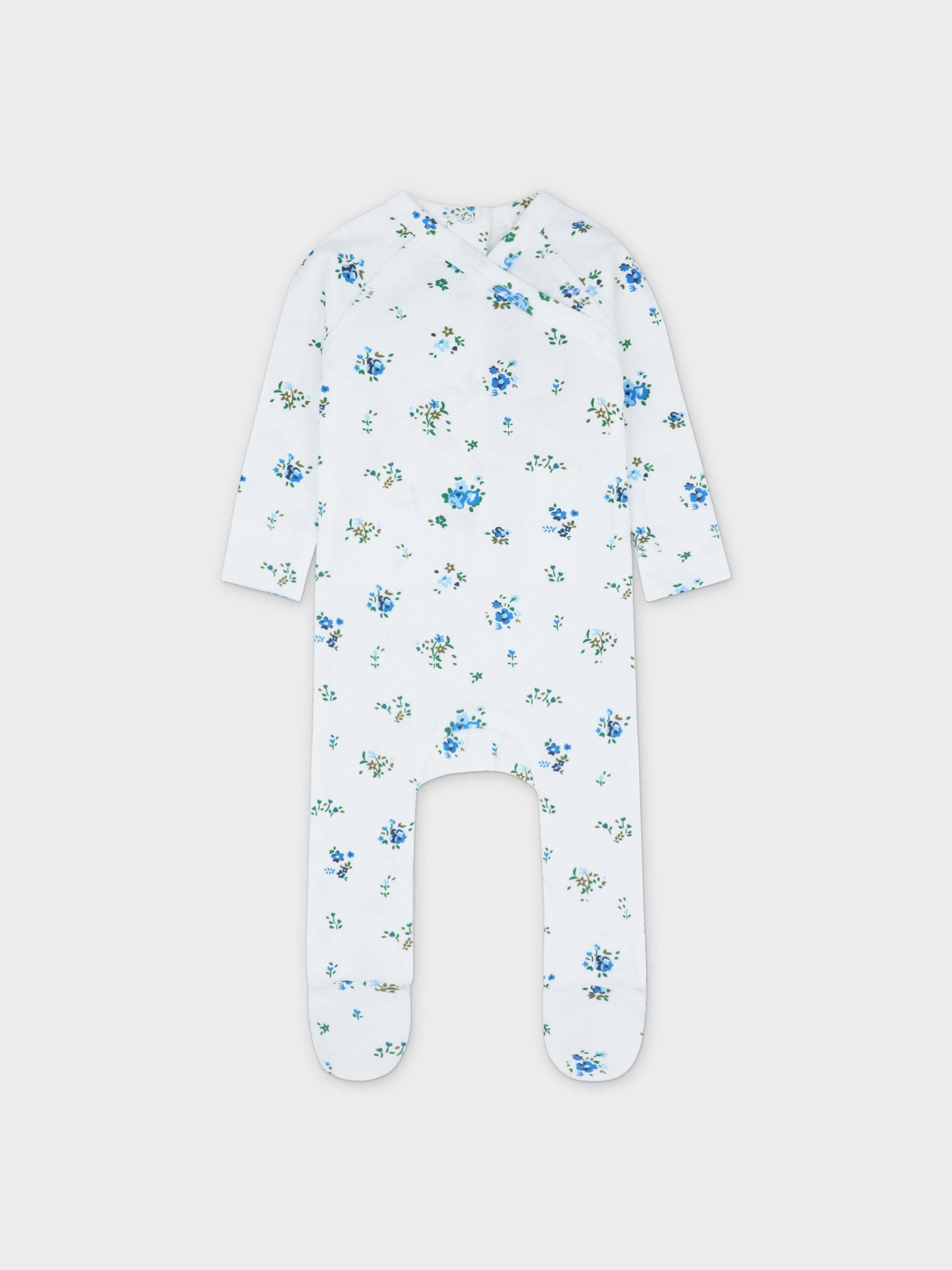 Baby jumpsuit blue floral print