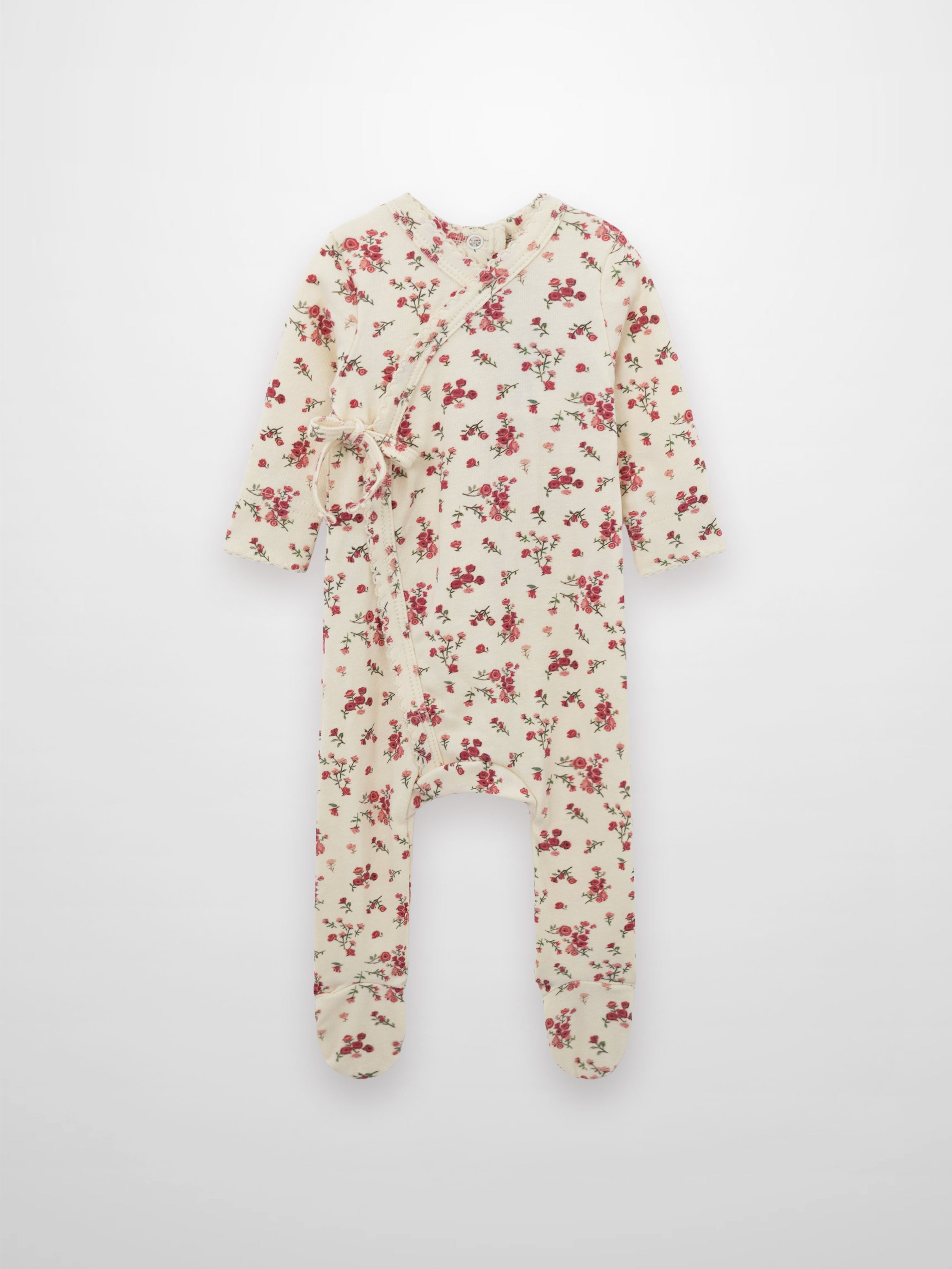 red and pink scattered roses girls baby jumpsuit
