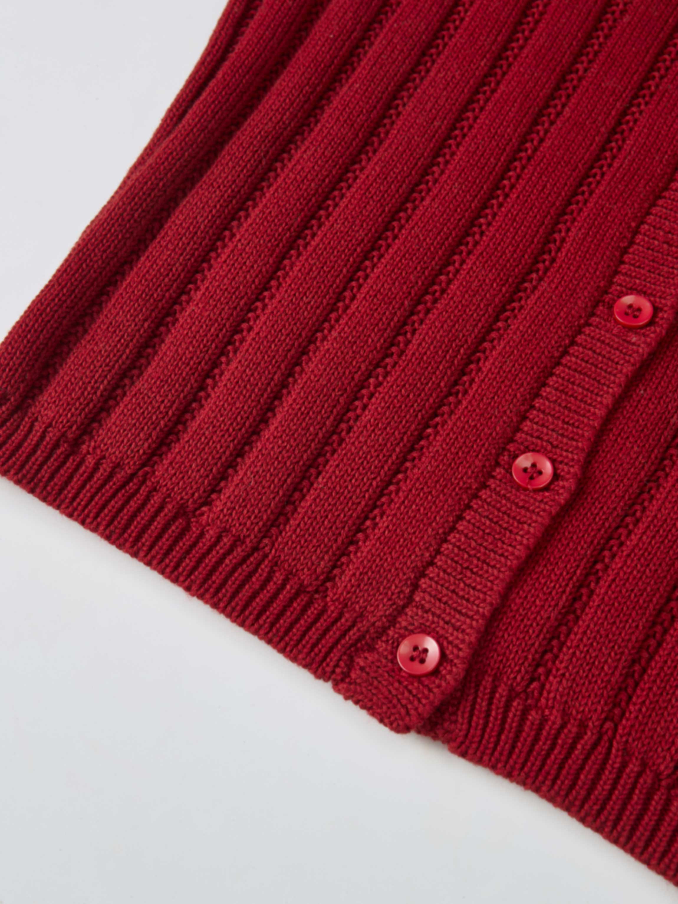 Knit cardigan red for girls, Adee dressy top with front button placket.