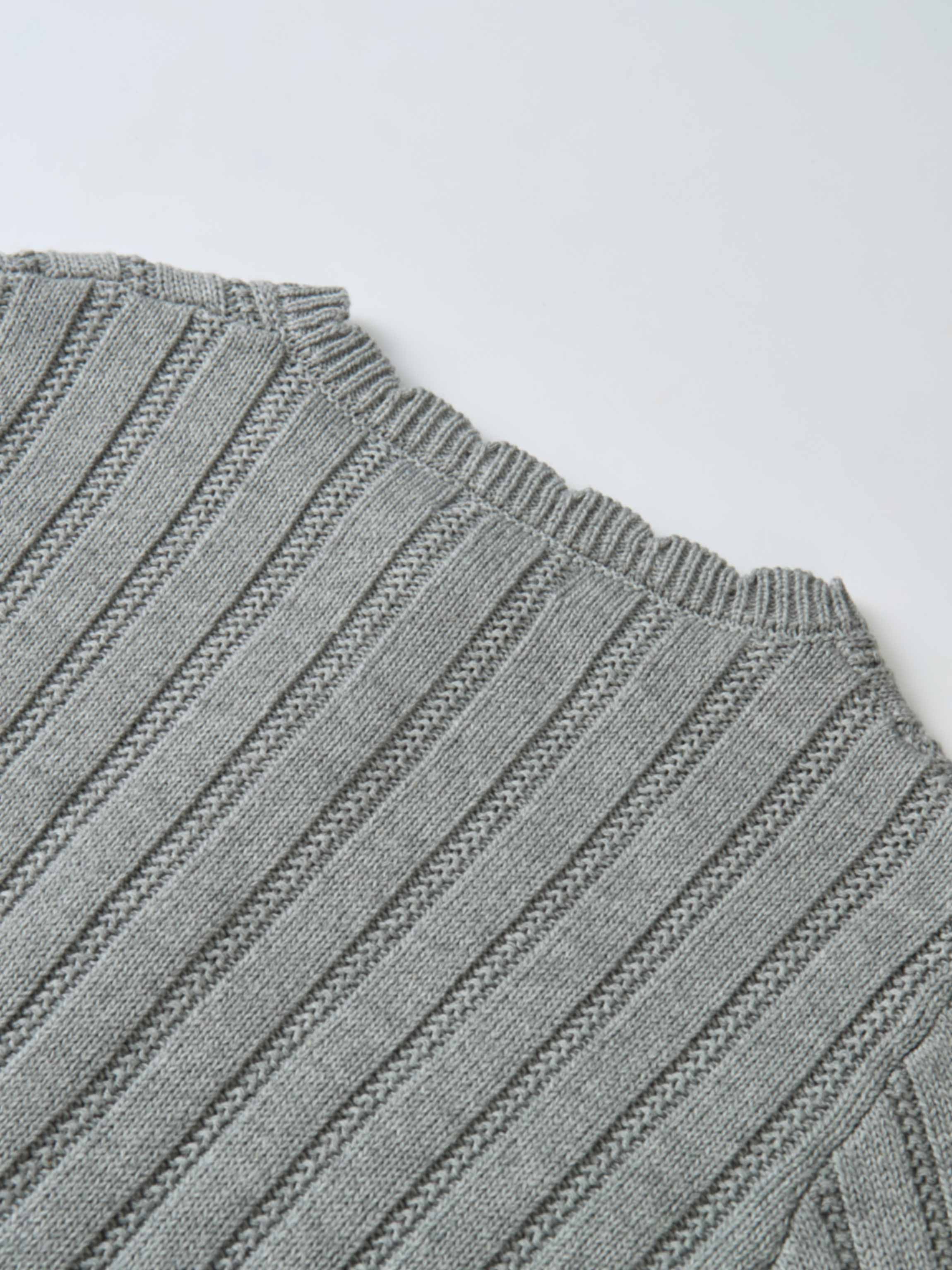 Knit cardigan for girls in grey with ribbed knit texture