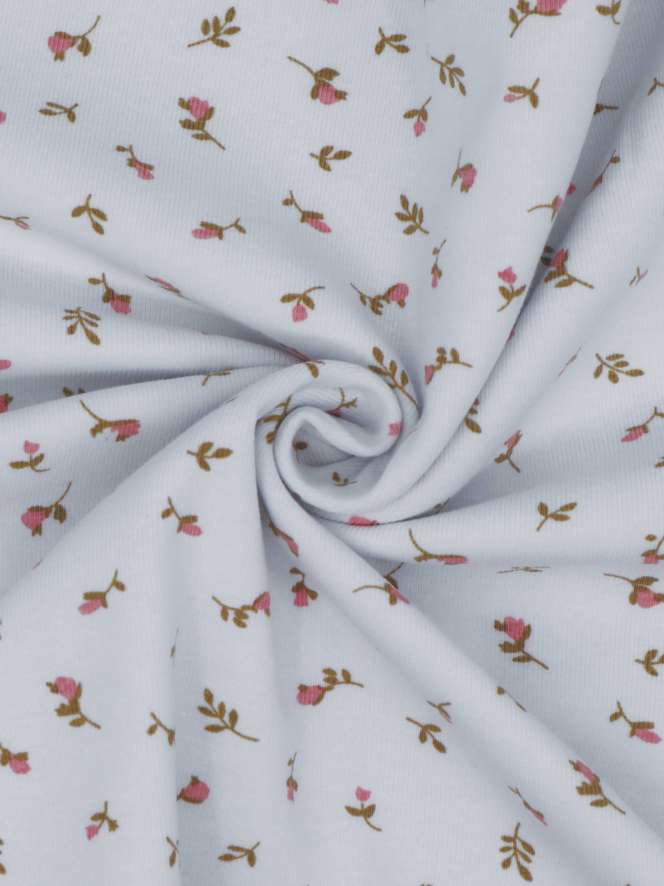 Pink jumpsuit fabrics with cute floral footies design.