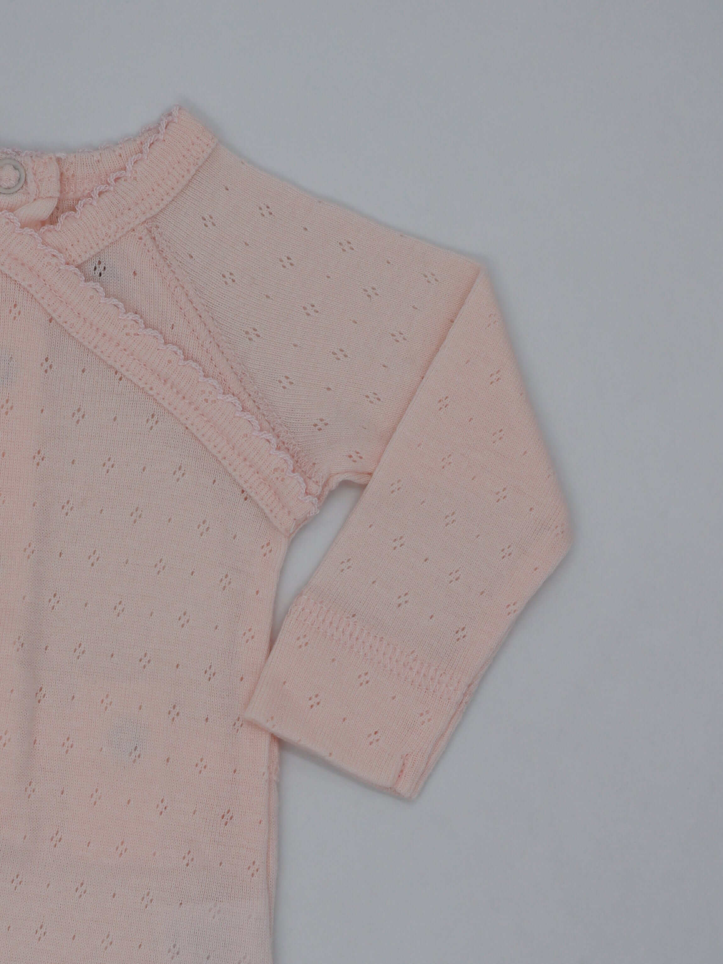 Pointelle pink baby jumpsuit