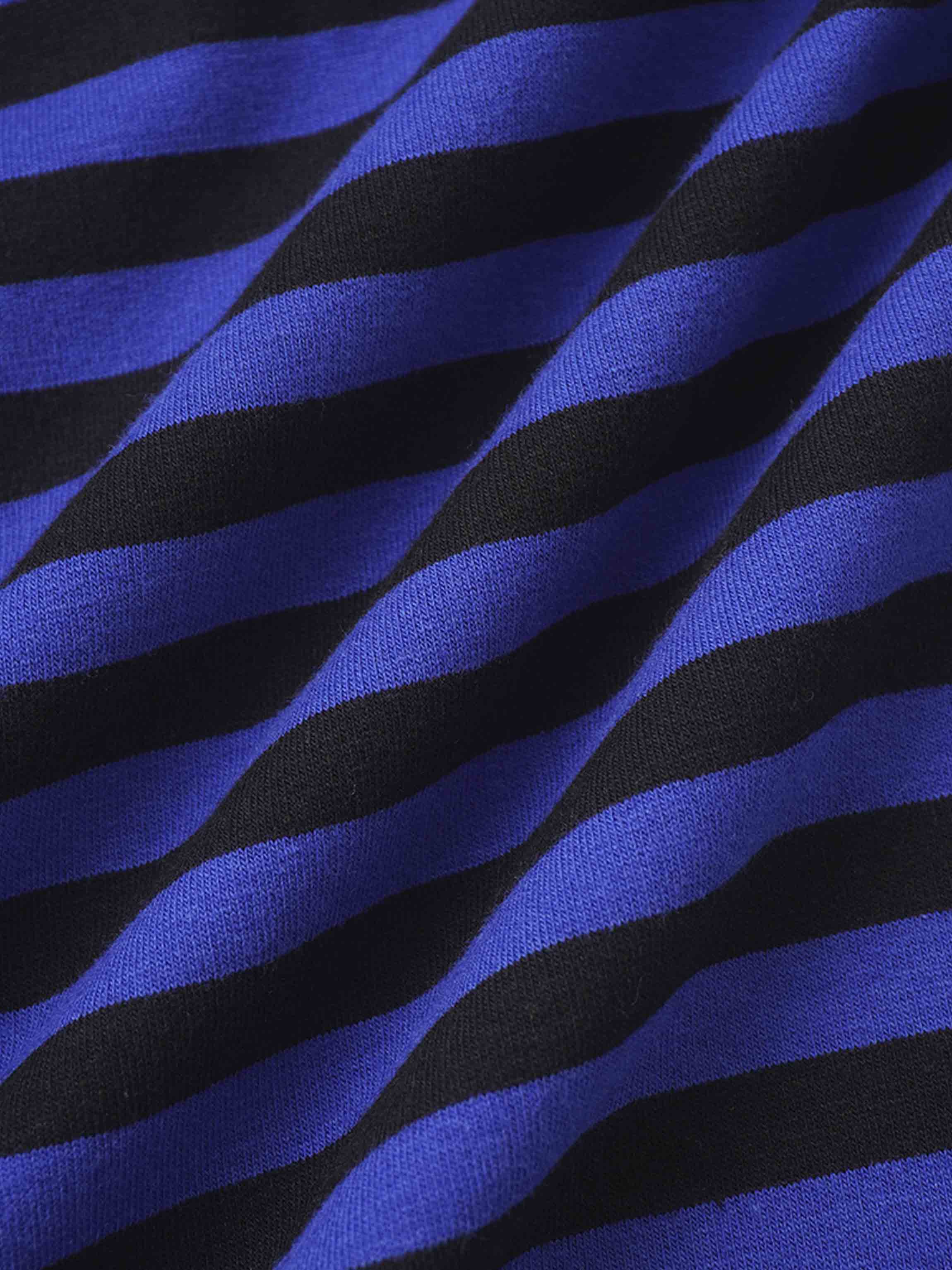 Striped Drawstring Dress - Blue & Black
