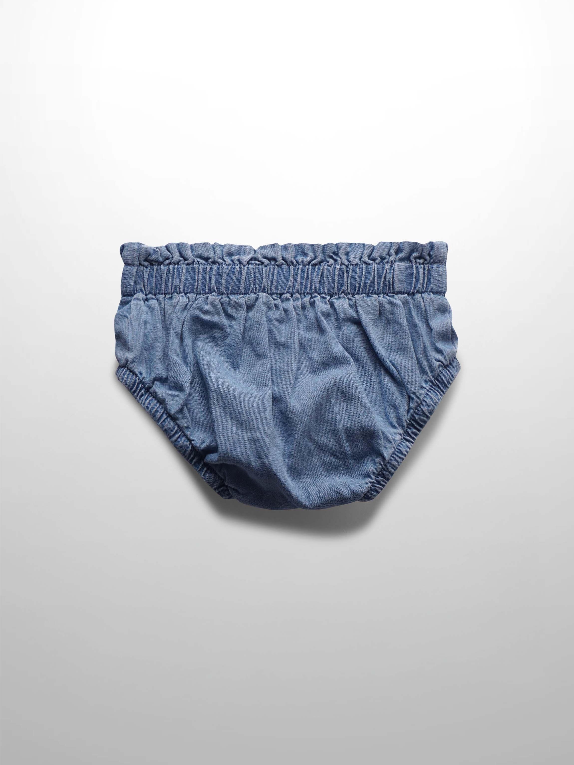 Paper Bag Waist Bloomers-Light Denim