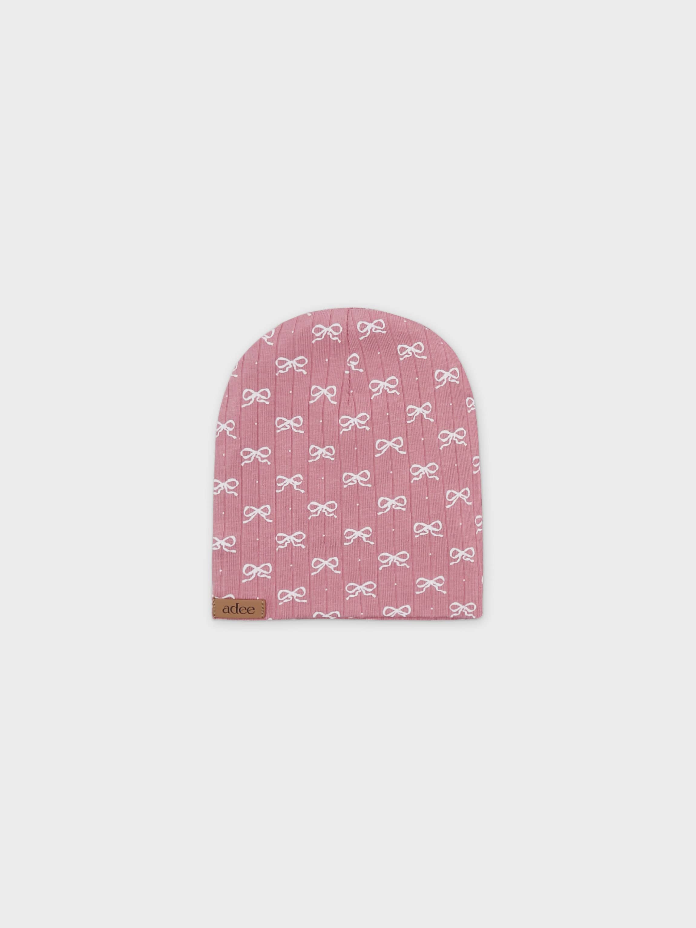 Baby pink soft hat with bows