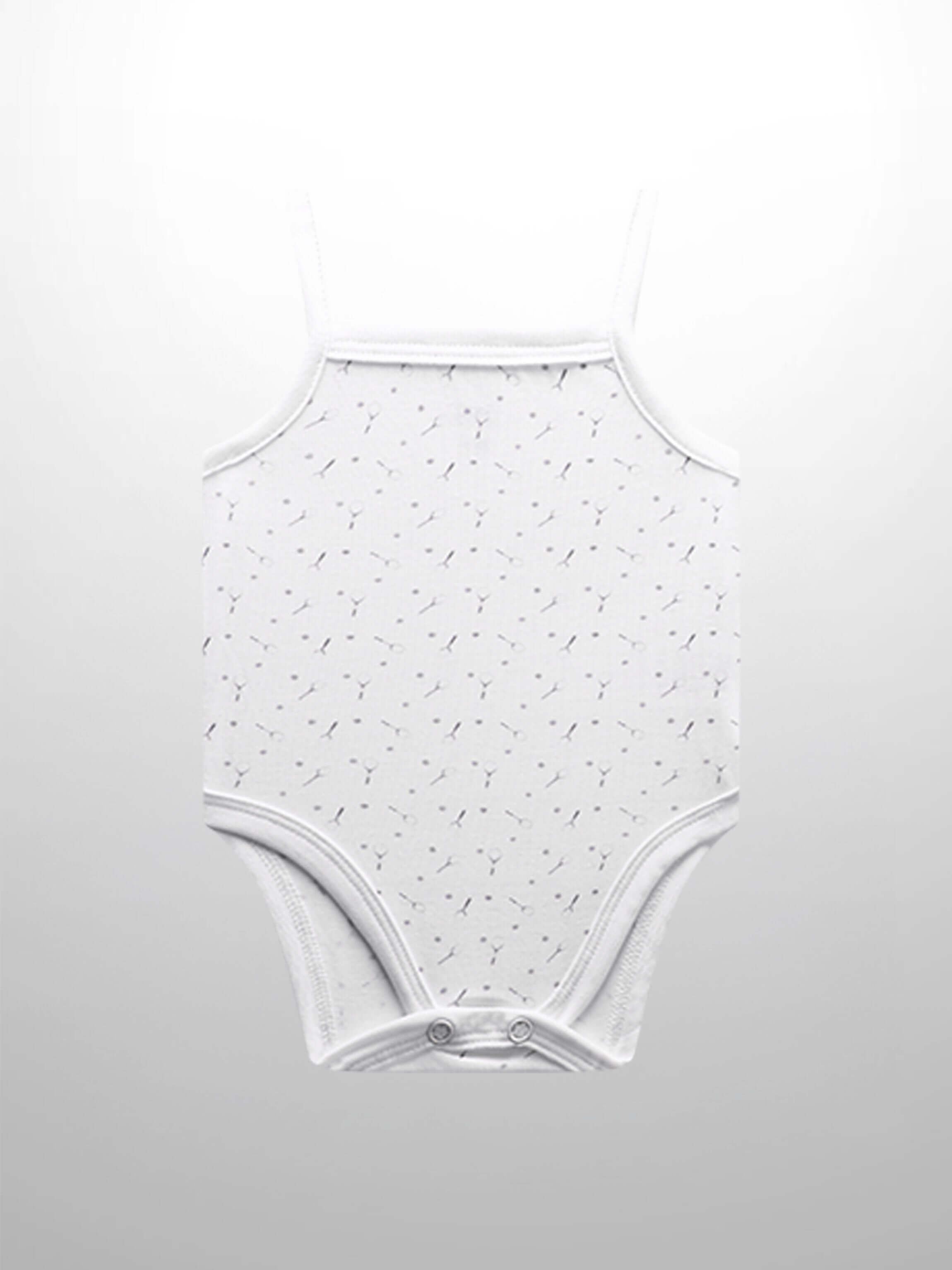 White baby undershirt with tennis print
