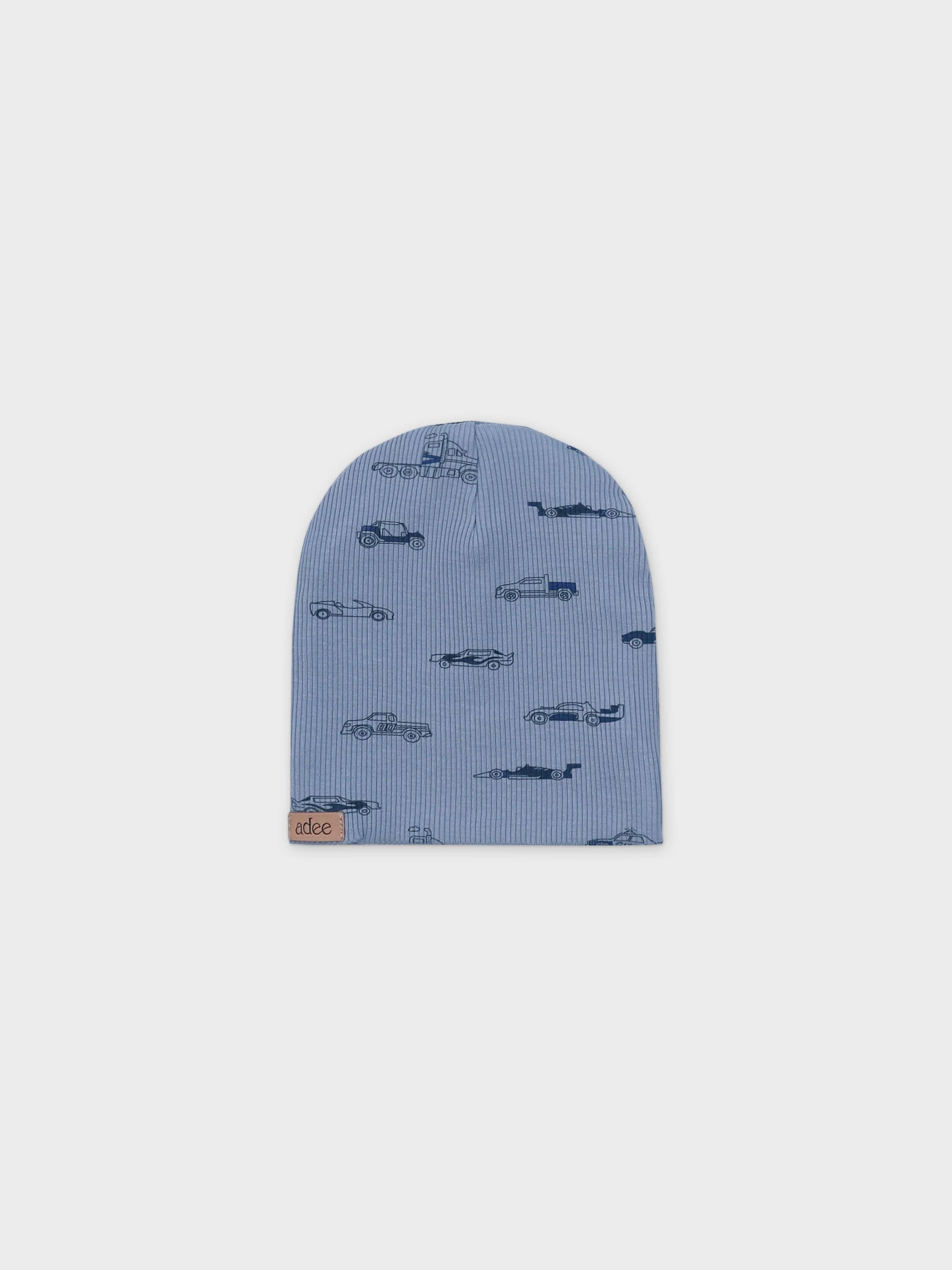 Baby boy blue beanie hat.