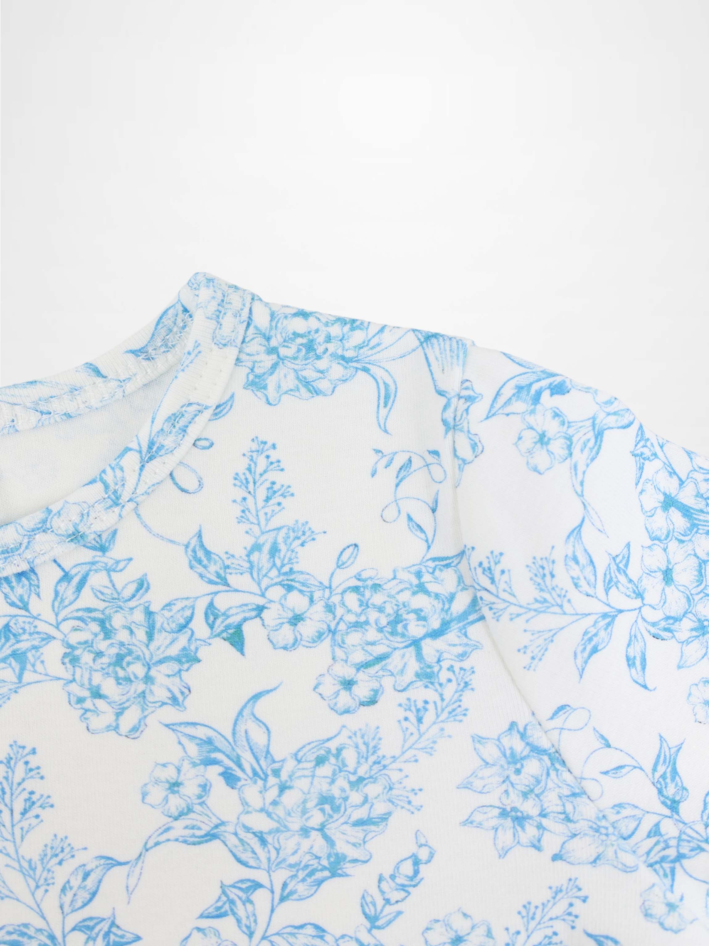 Blue Flowered Short Sleeve T-shirt