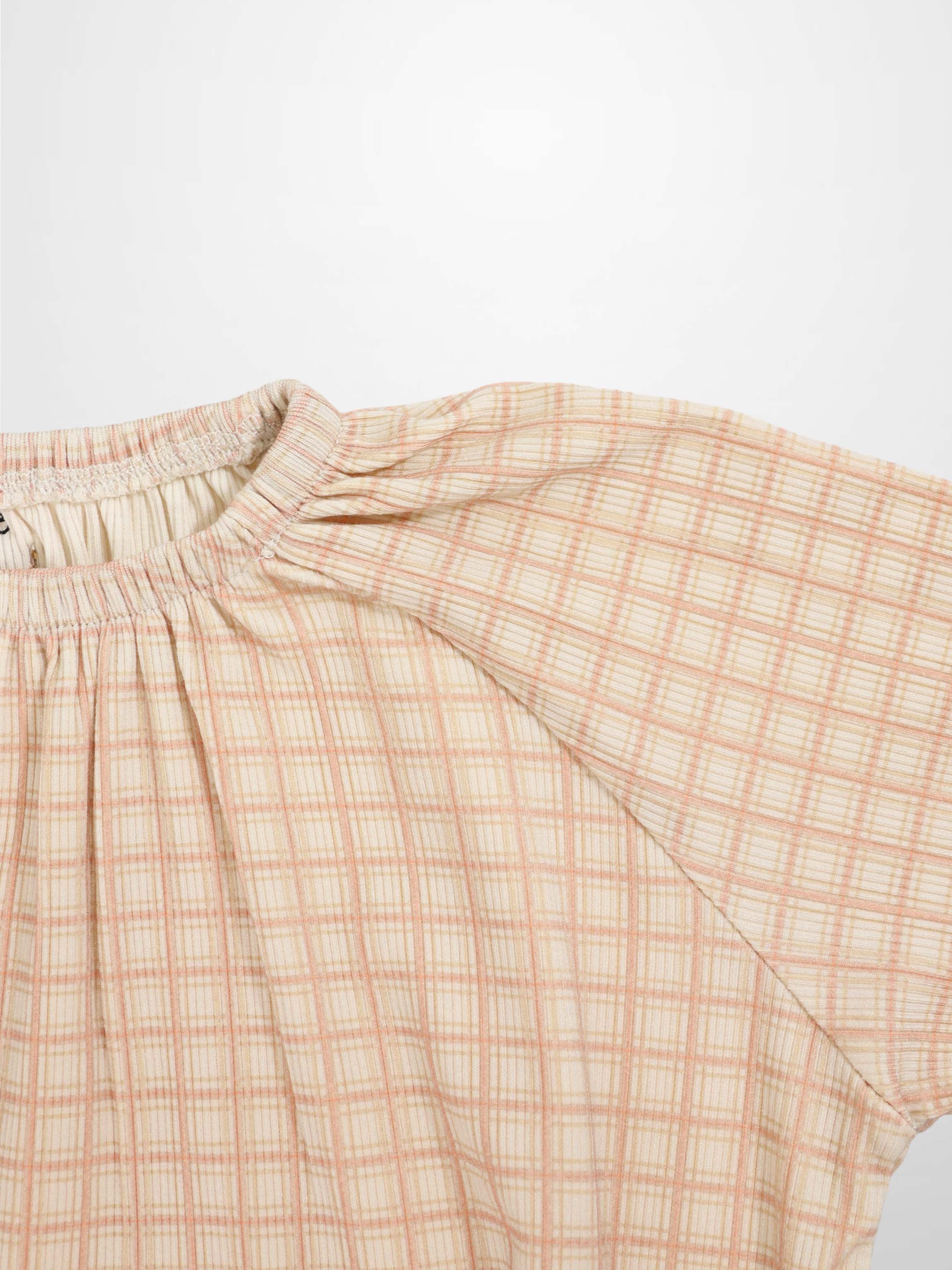 Pink plaid nightgown for girls by Adee; soft fabric with gathered neckline.