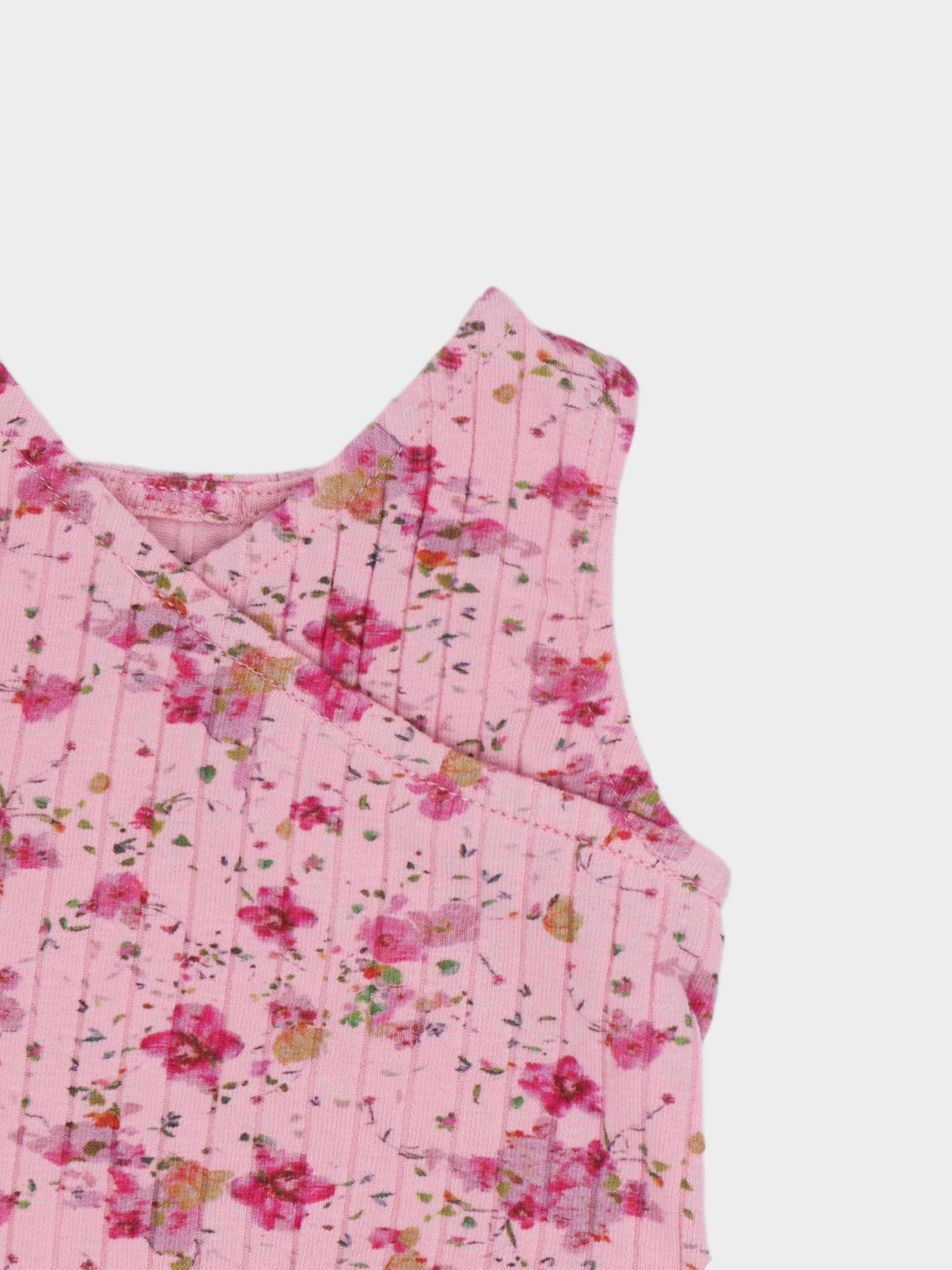 Pink Berry romper with floral pattern