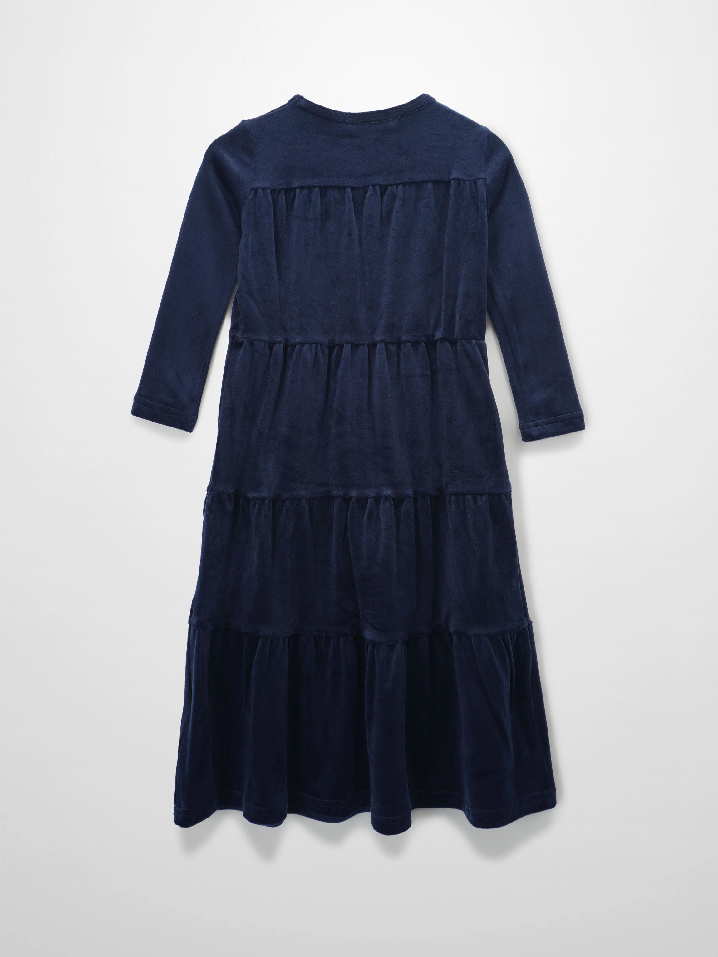 Tiered Velour Robe - Navy
