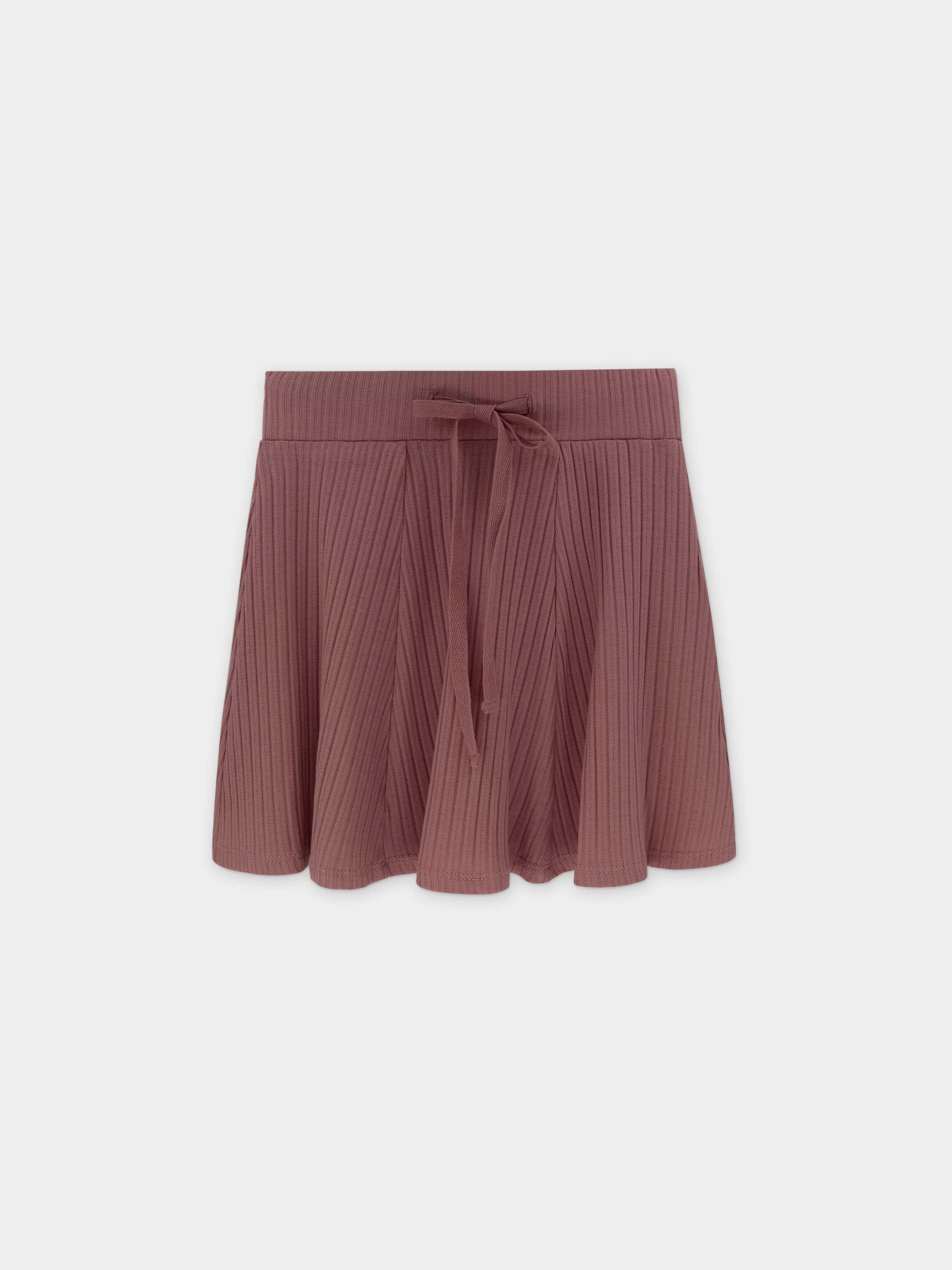 Pointelle V-Neck Short Sleeve Shirt & Skirt-Mauve