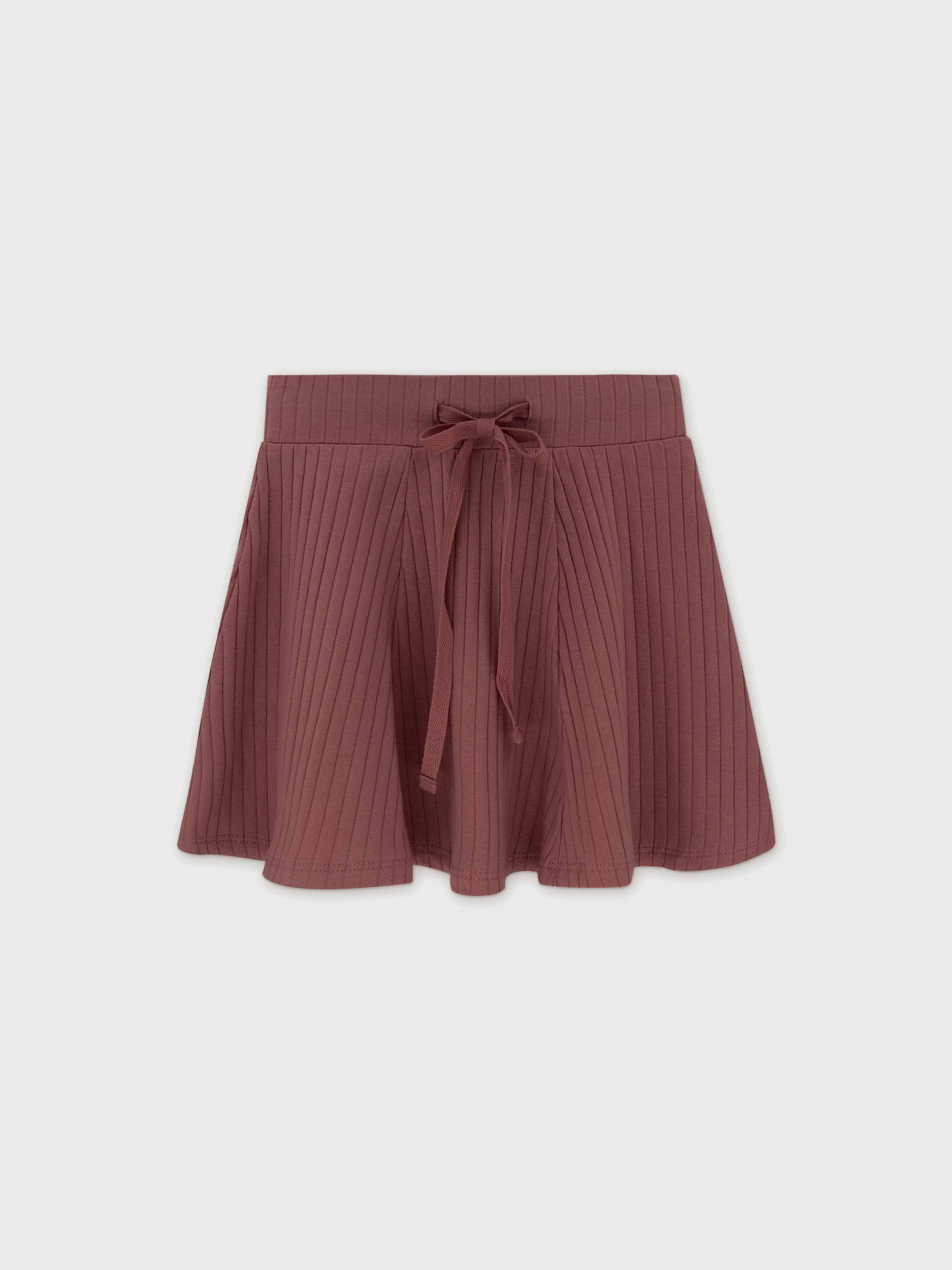 One Snap Henley 3/4 Sleeve Shirt & Skirt-Mauve