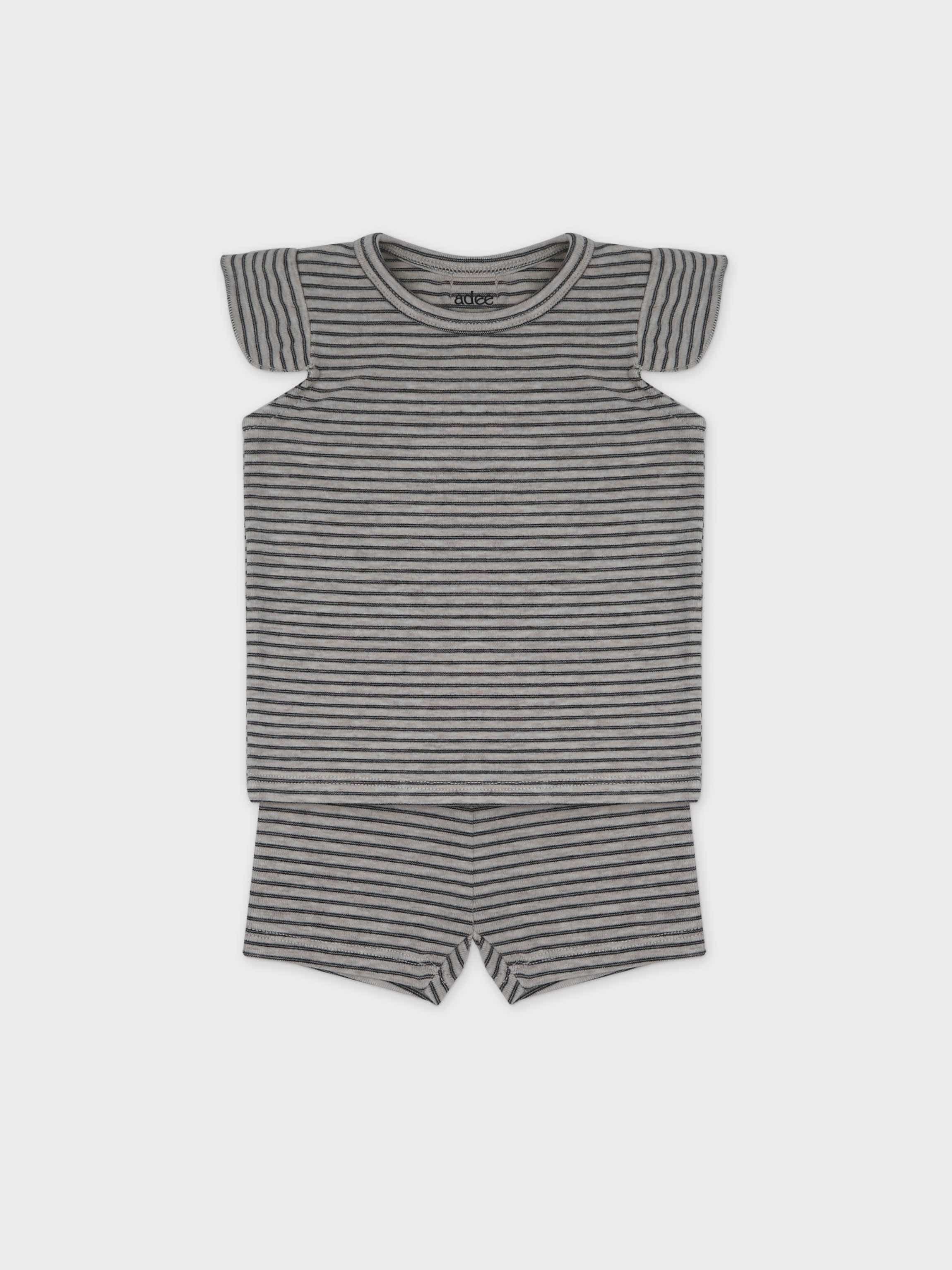 Tank Set with Ruffles-Tan & Black Stripe