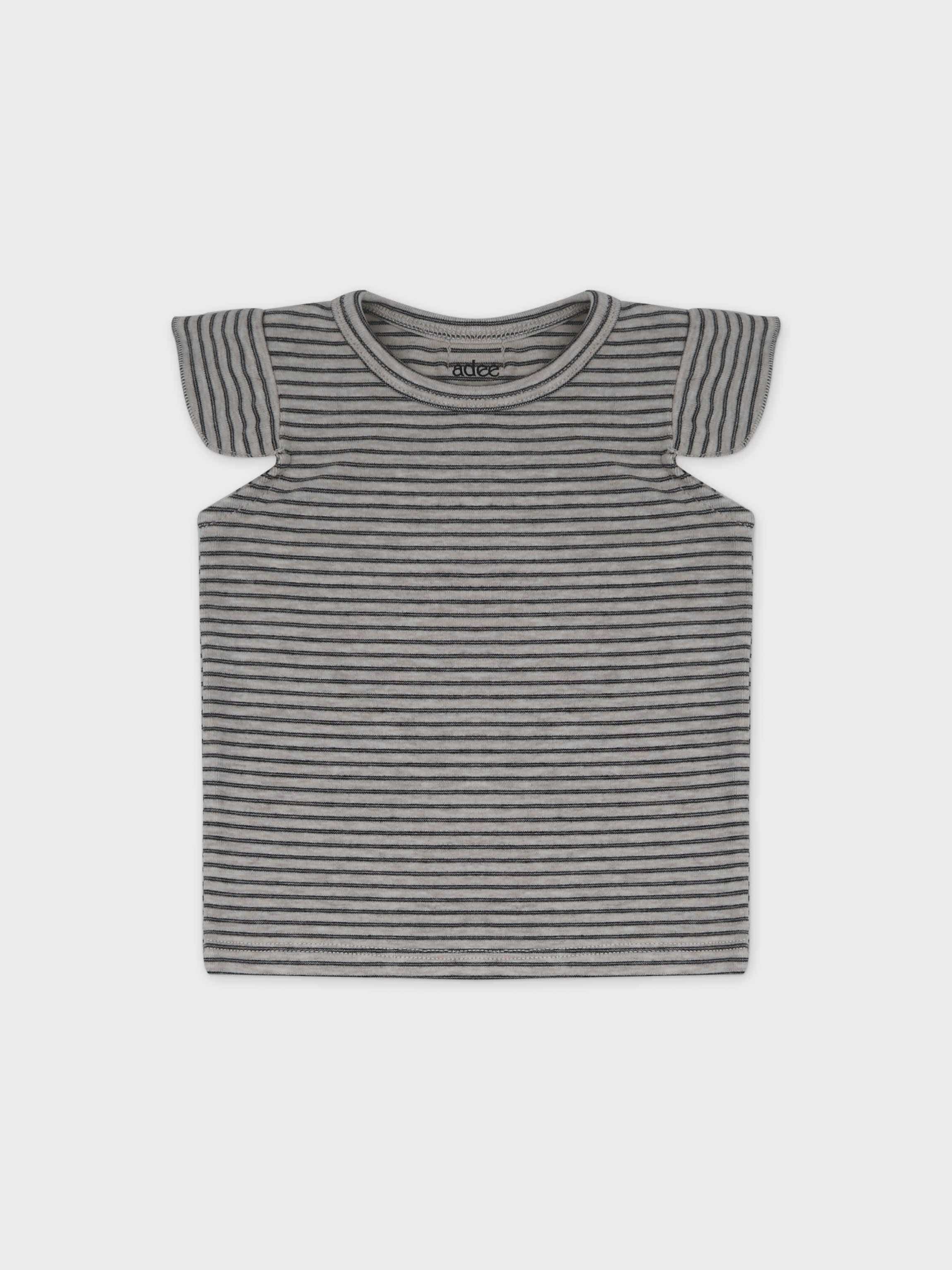Tank Set with Ruffles-Tan & Black Stripe