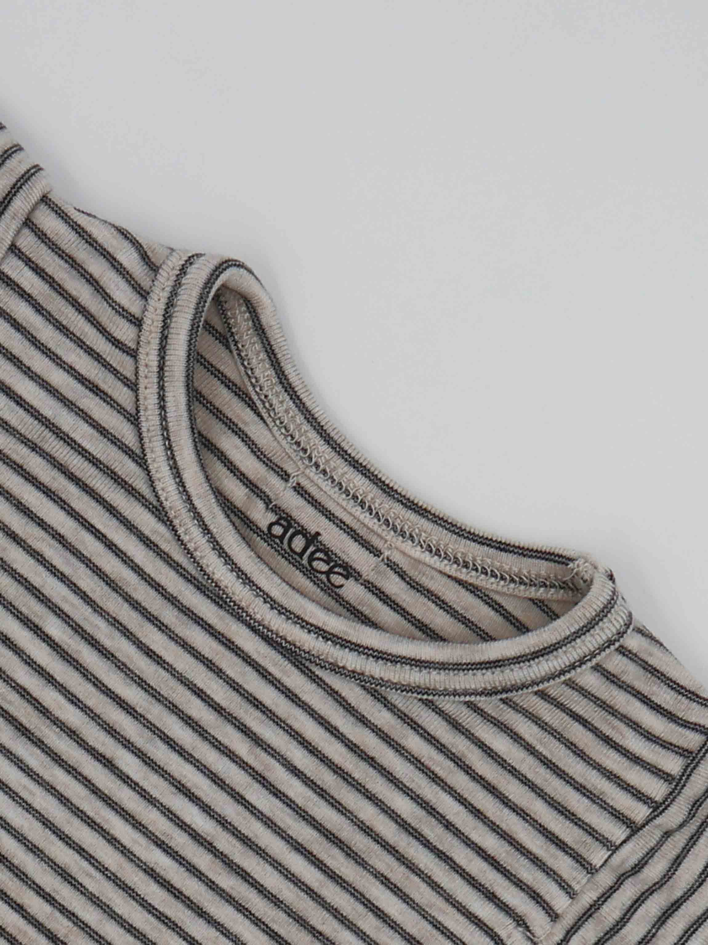 Tank Set with Ruffles-Tan & Black Stripe