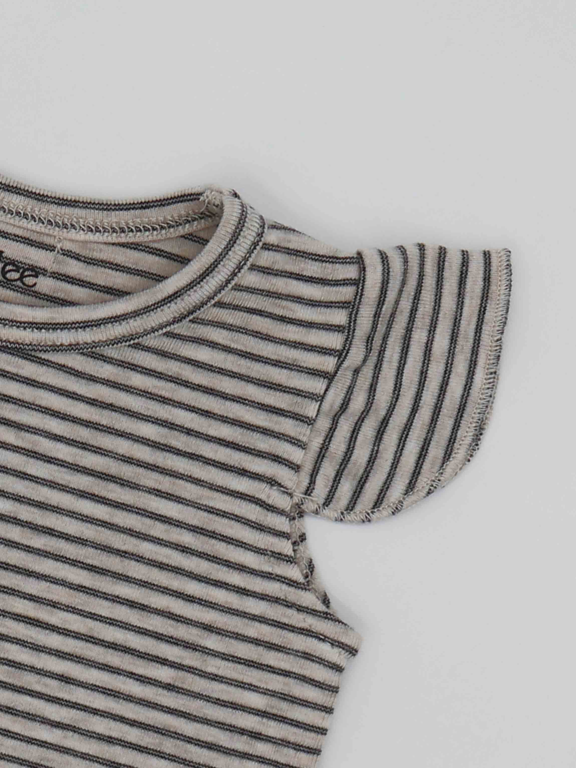 Tank Set with Ruffles-Tan & Black Stripe