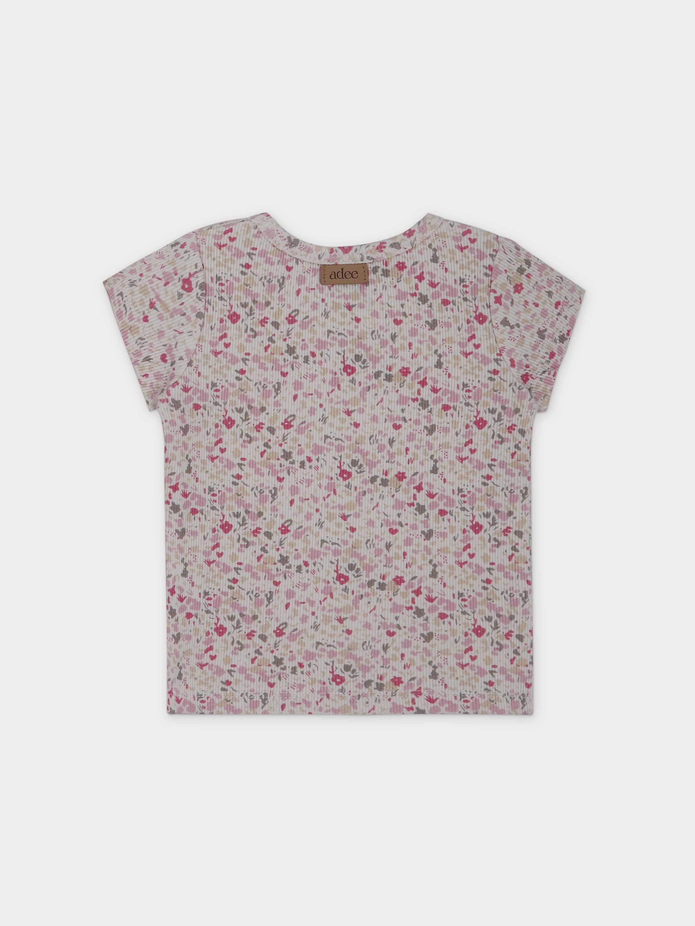 Water Color Short Set-Pink for little girls by Adee; pink floral print