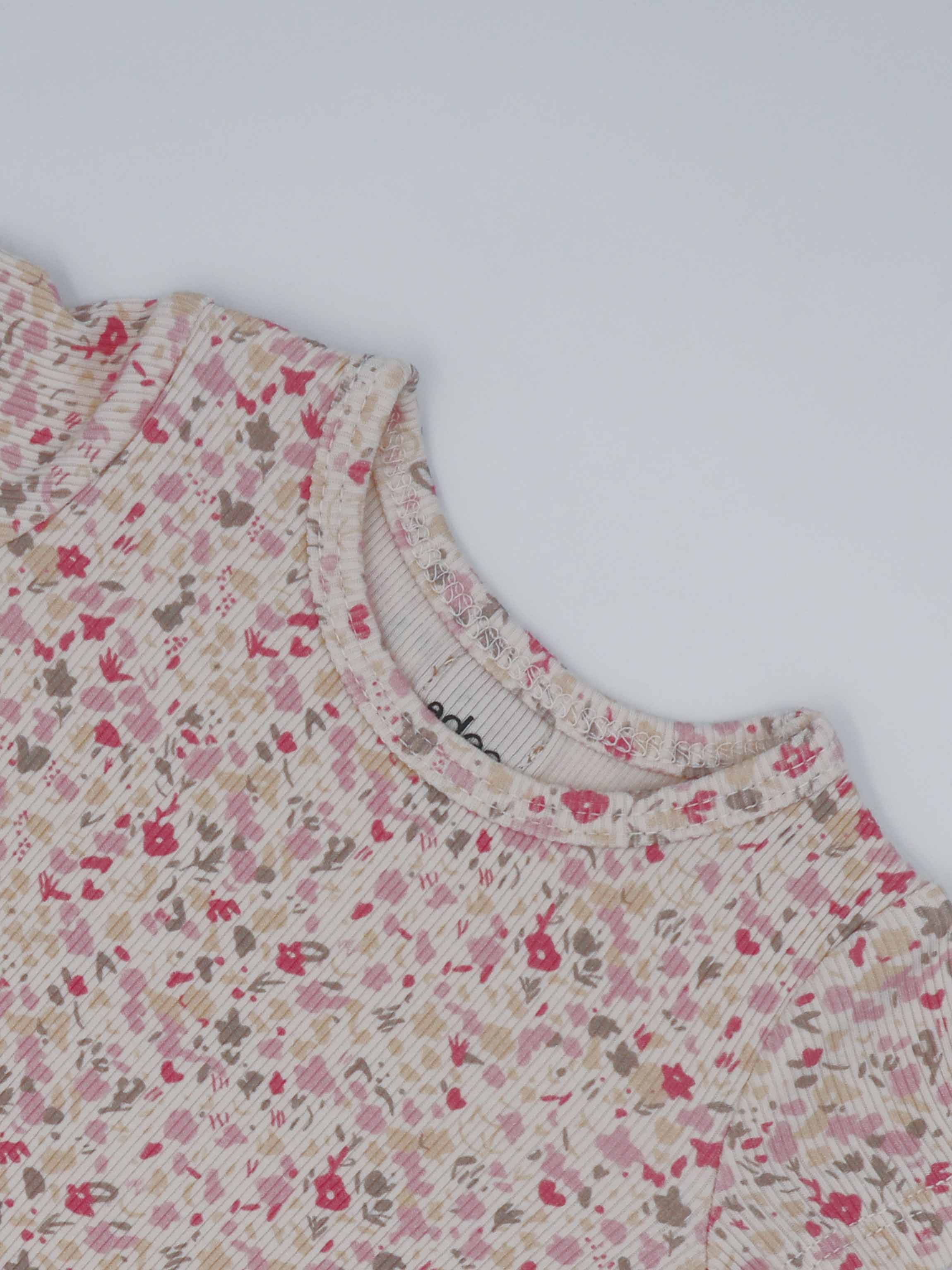 Water Color Short Set-Pink, Adee little girls set in pink watercolor floral print fabric