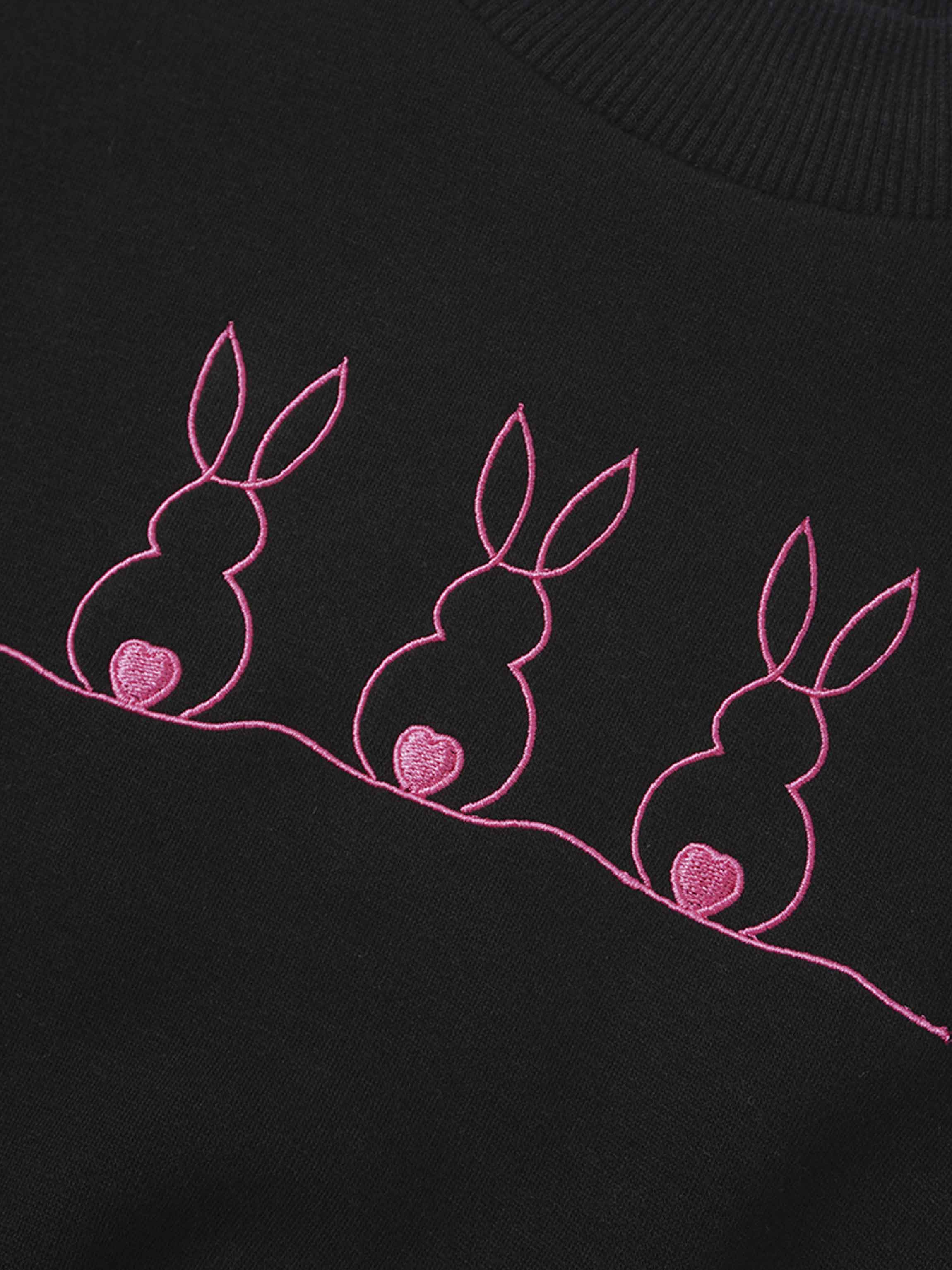 Embroidered Bunny Sweatshirt - Pink